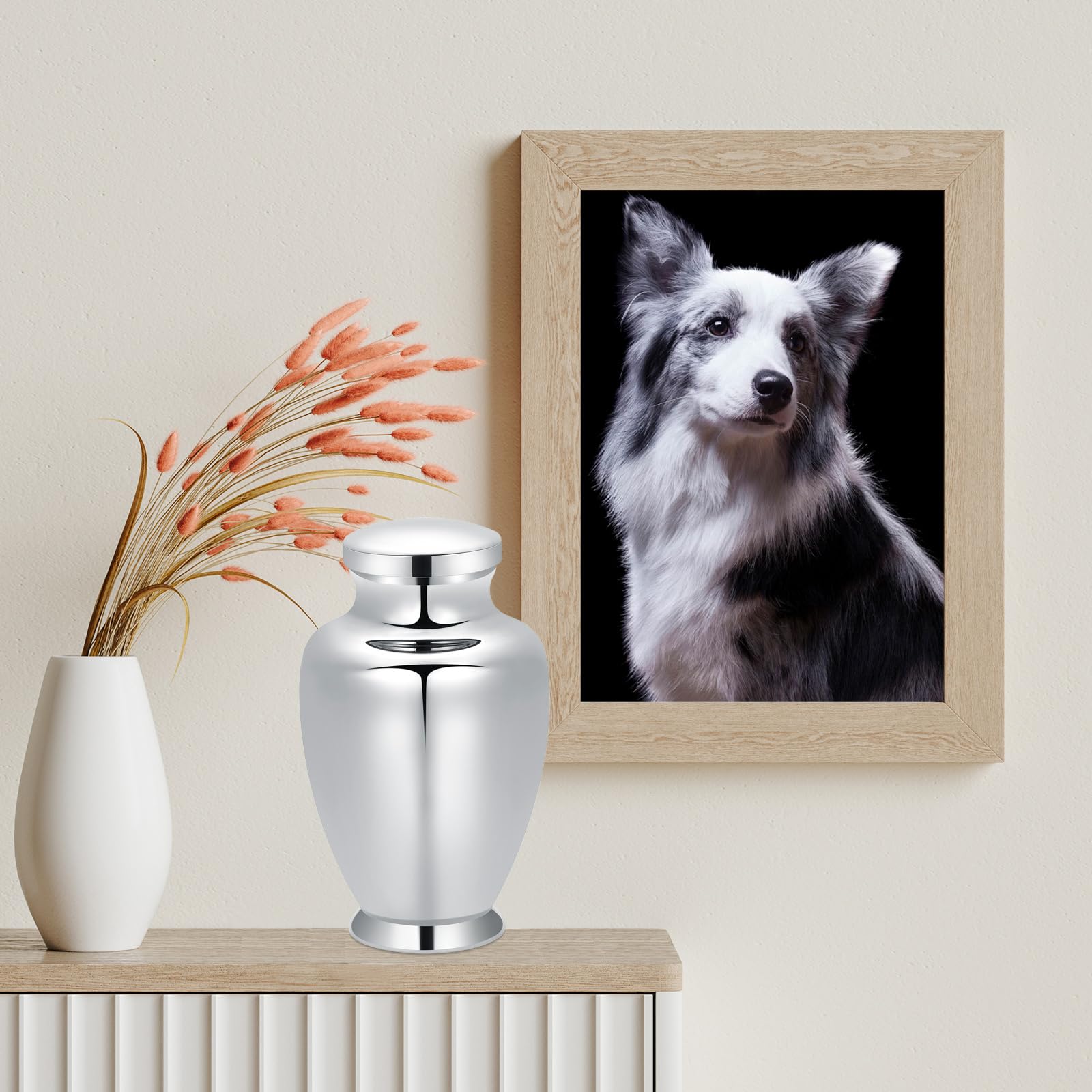 Urnas de cremación grandes para cenizas mascotas/cenizas humanas Memorial Urnas grandes de acero inoxidable recuerdo de cremación para cenizas titular (plata, personalizar foto)