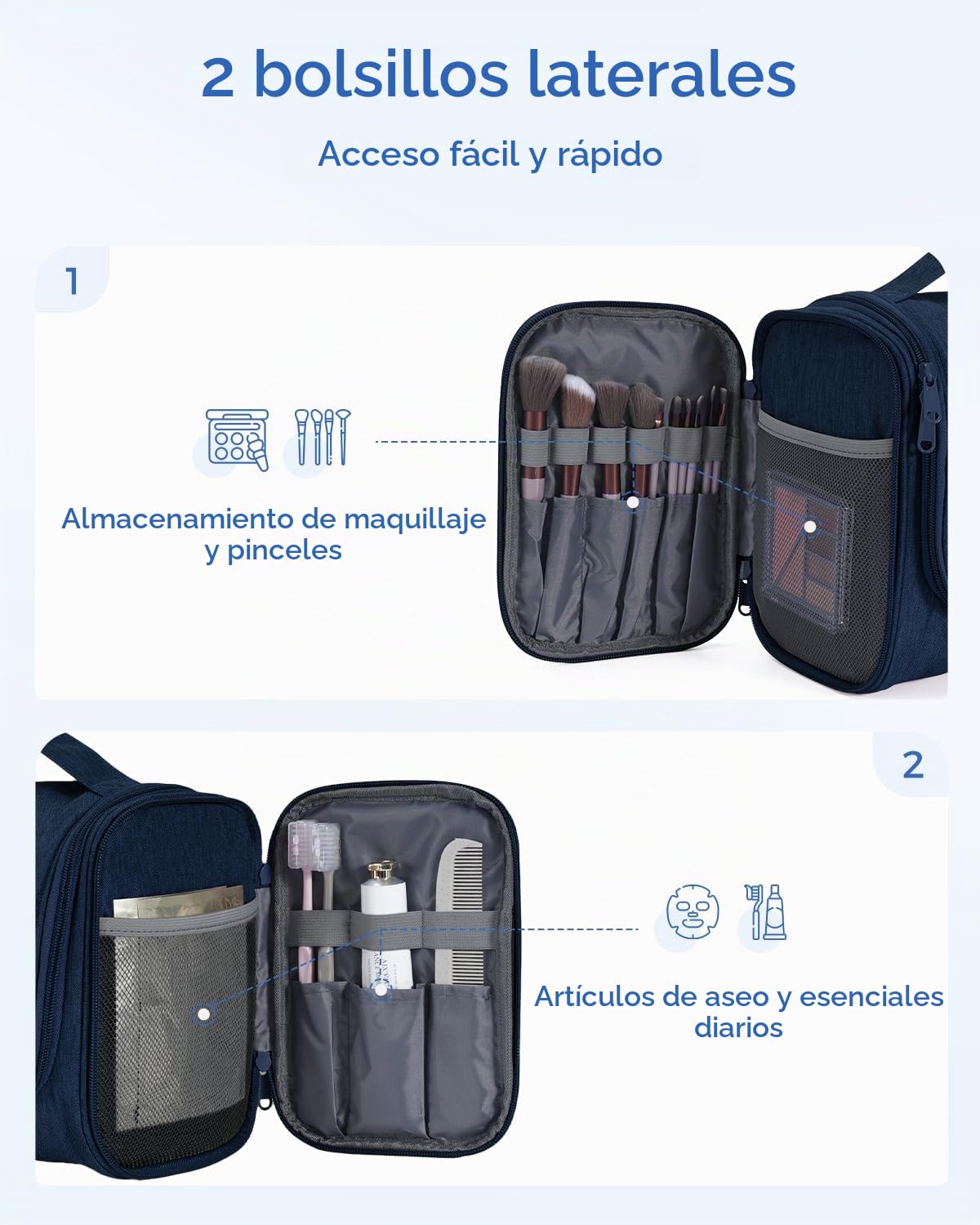 WANDF Neceser para Colgar Impermeable Bolsa de Aseo Colgante Viaje Hombre Bolsa de Cosméticos y Maquillaje para Mujer