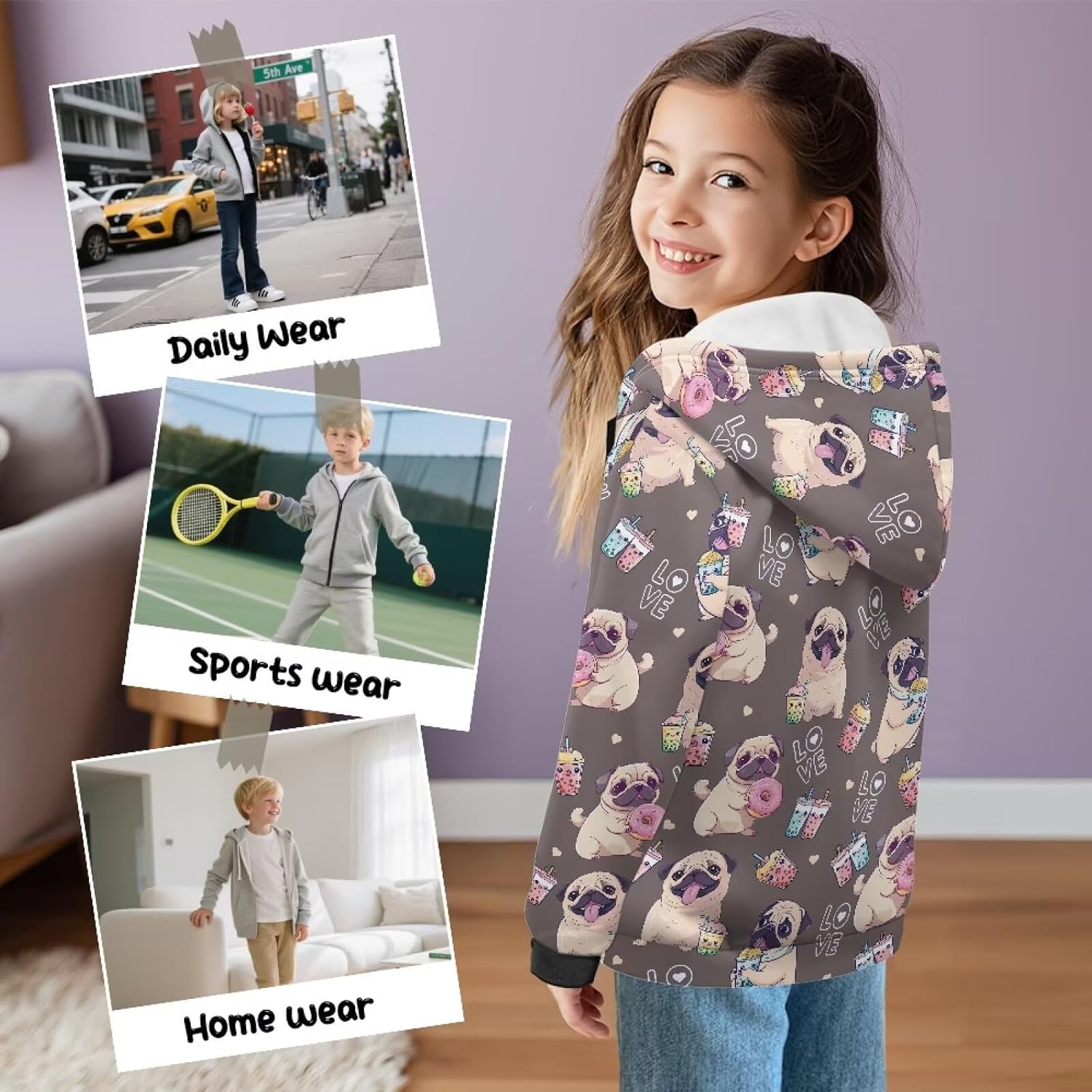 Trending Kids Clothes Size 6-16 Girls Hoodies Warm Fleece Hooded Jackets Outwear