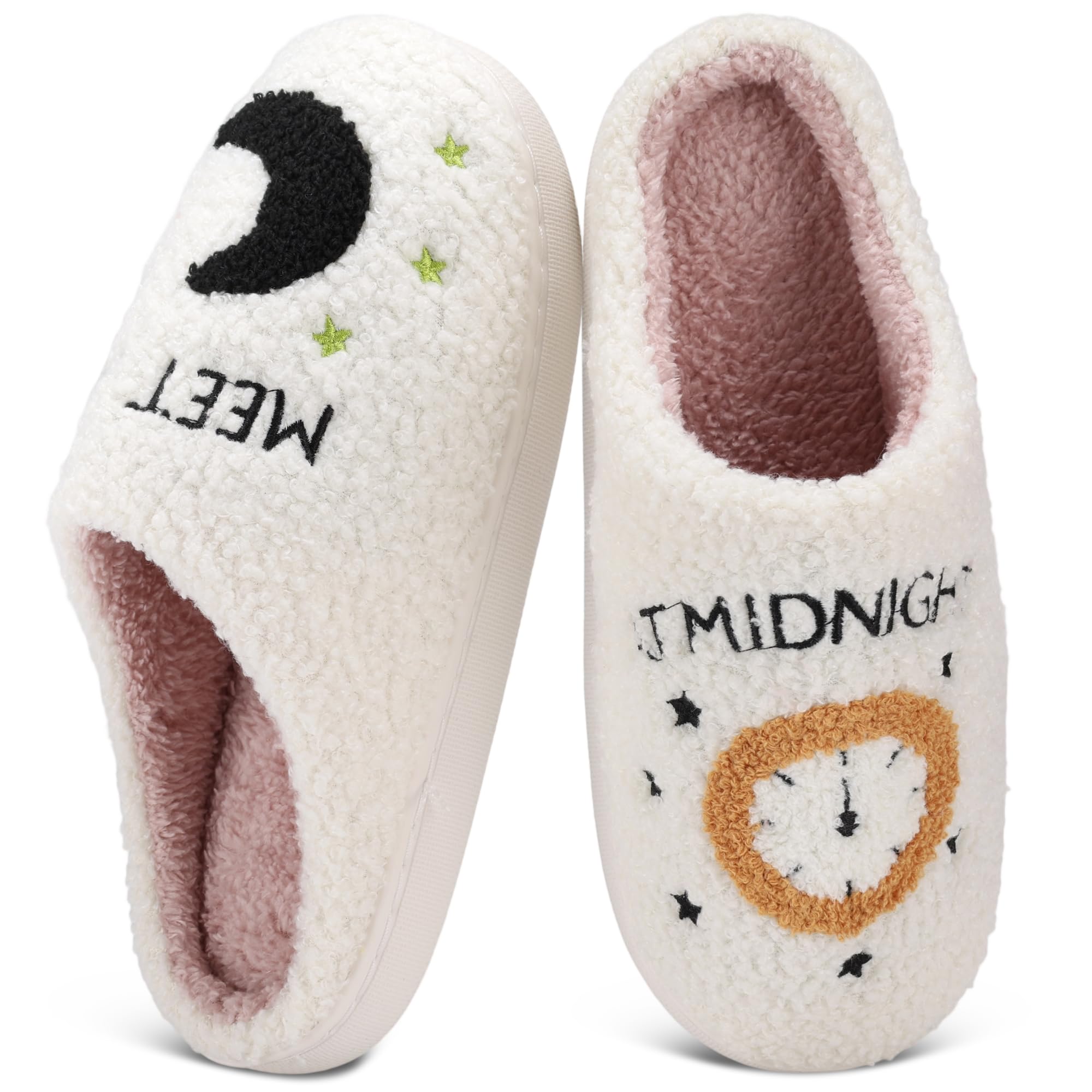 Christmas Slippers for Women Men Cute Gnome Christmas Tree Gingerbread Man Fuzzy Plush Memory Foam Slippers Indoor Outdoor