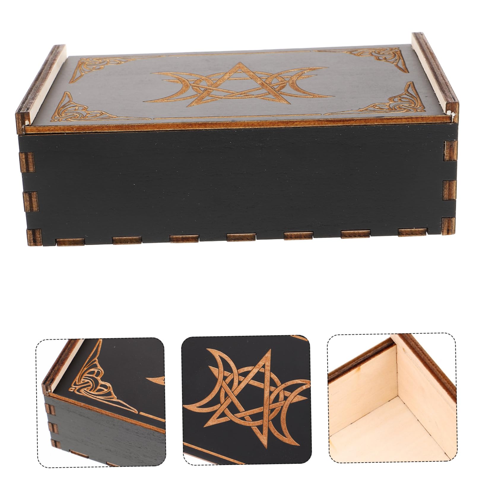 Sosoport Lot De 4 Boîtes En Bois Pour Cartes De Jeu Organiseur De Cartes Rangement De Cartes Étui Pour Cartes Conteneur En Bois Organiseur De Cartes Noir