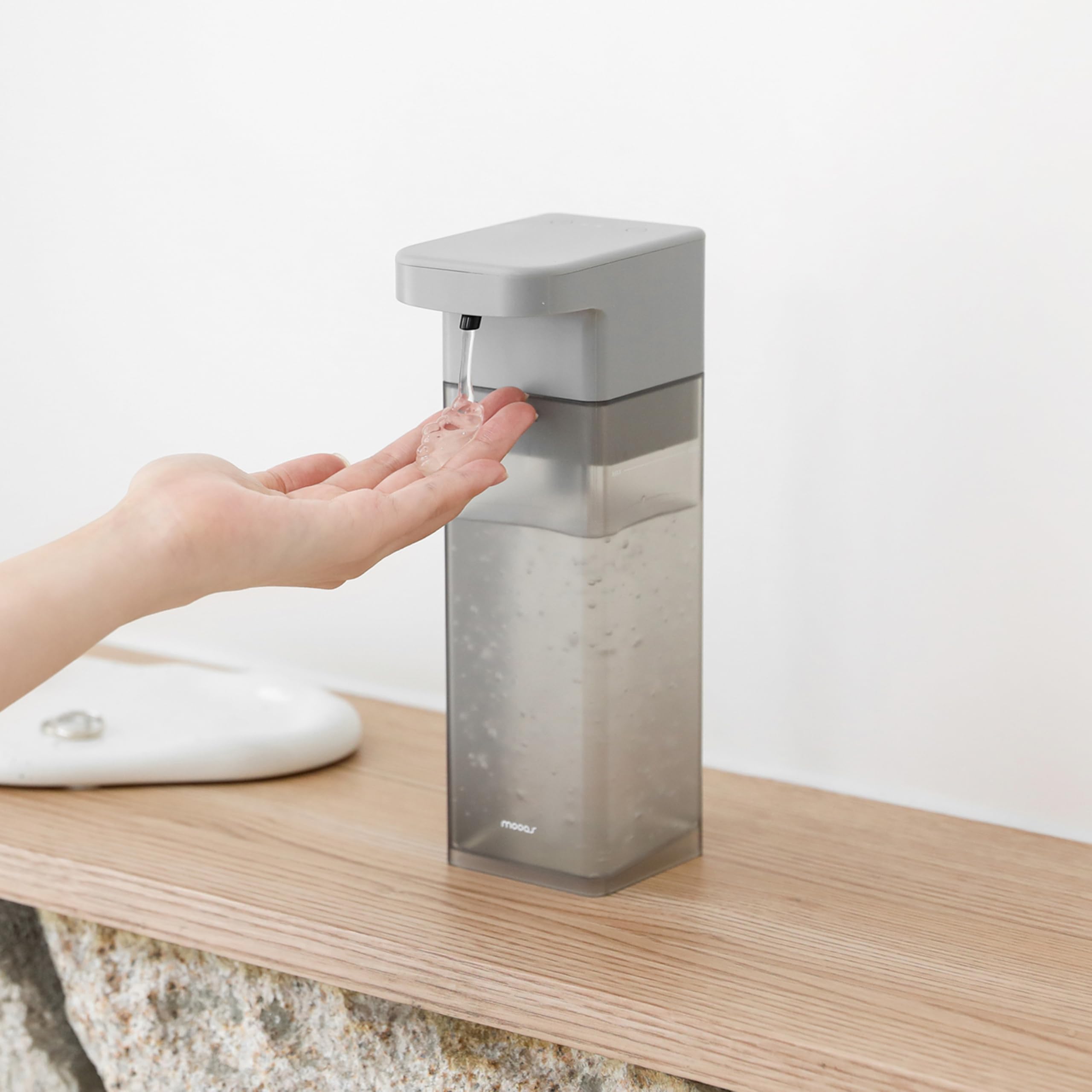 mooas Dispensador automático de jabón líquido, dispensadores de jabón de manos sin contacto de gel automático, sensor eléctrico recargable por USB, 3 niveles ajustables, IPX7, dispensador de jabón