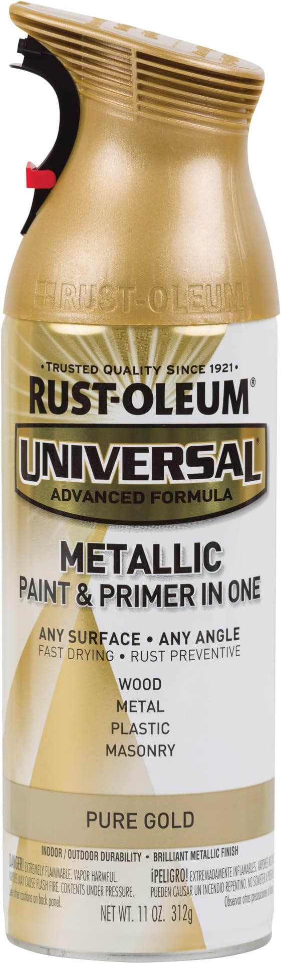 245221 Universal All Surface Metallic Spray Paint, 11 oz, Pure Gold