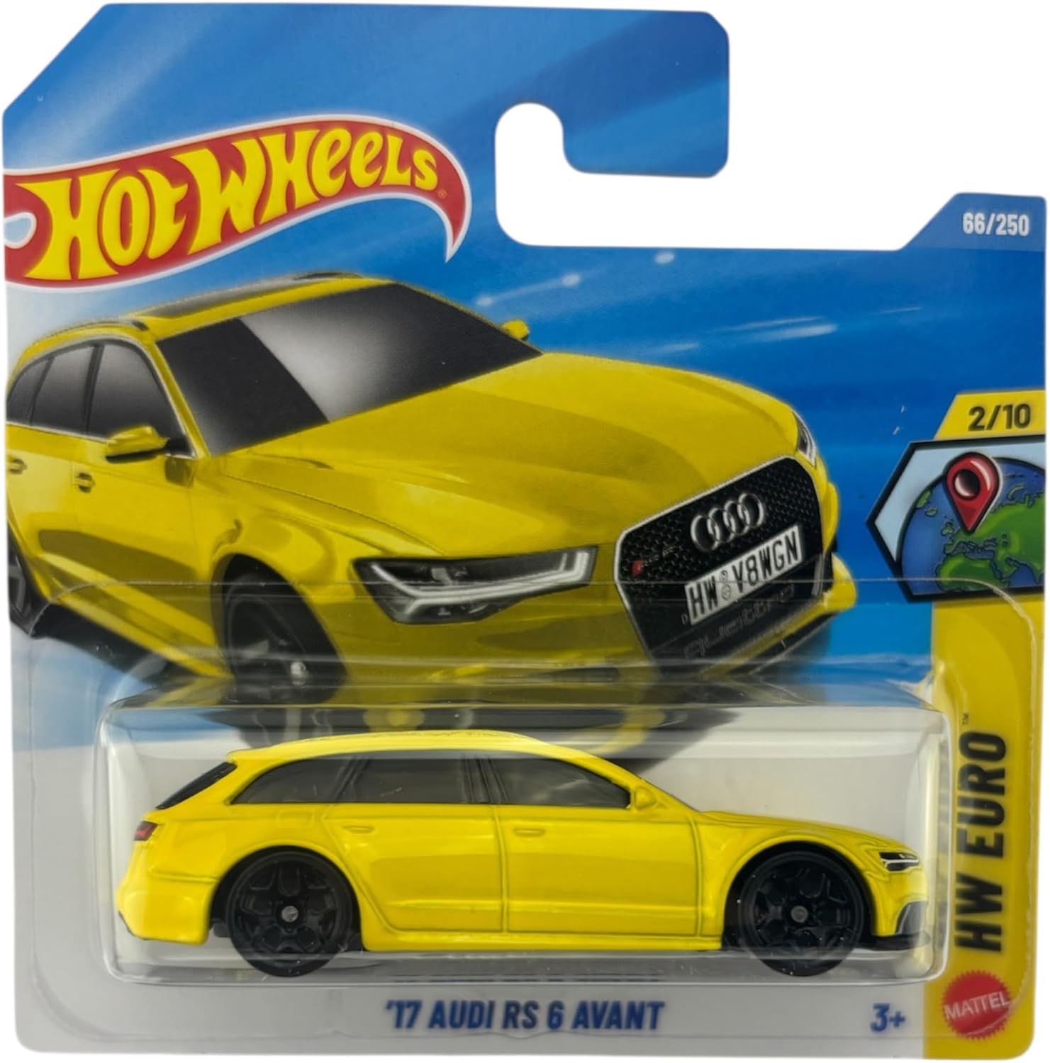 Hot Wheels - '17 Audi RS 6 Avant - JJJ33 - HW Euro 2/10 - Short Card - Yellow - McLaren Hypercar - Official Licensed Model - Mattel 2026 (66/250) - 1:64