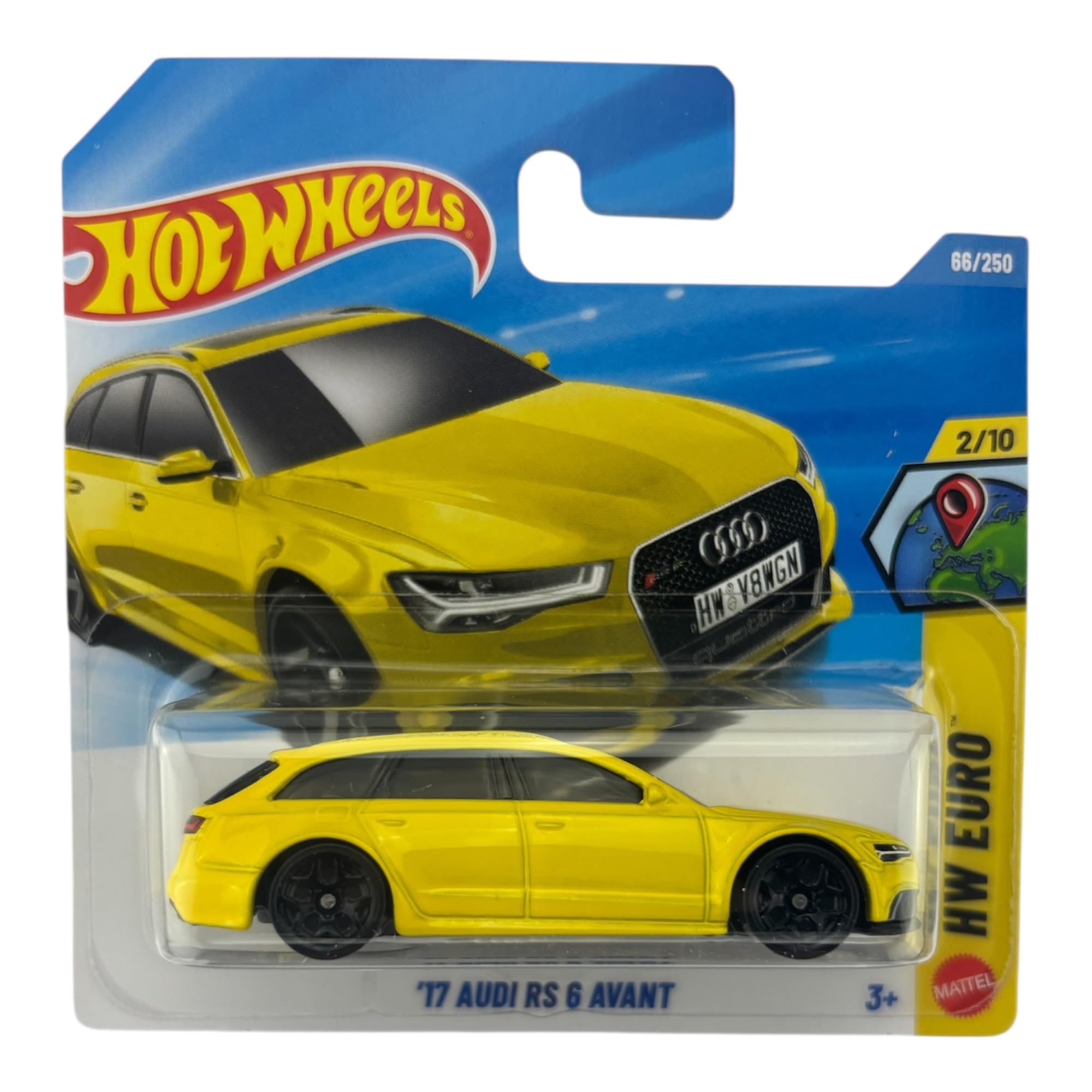 Hot Wheels - '17 Audi RS 6 Avant - JJJ33 - HW Euro 2/10 - Short Card - Yellow - McLaren Hypercar - Official Licensed Model - Mattel 2026 (66/250) - 1:64