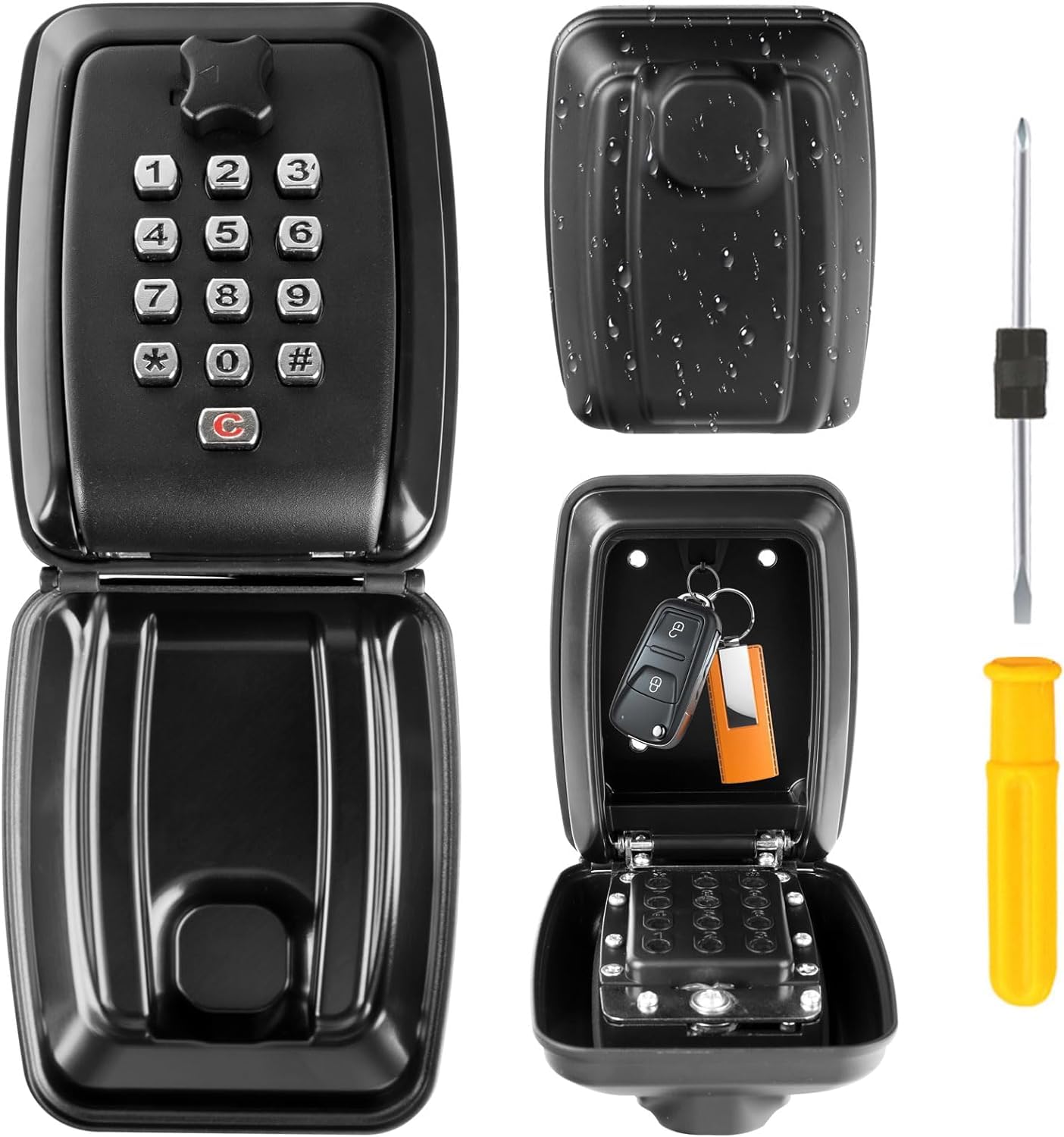 Sponsored Ad – Key Safe Outdoor Waterproof Wall Mounted, Super Security Extra Large Key Box with Password, 12-Digit Combination Key Storage Box with Weatherproof Cover for Home Garage Office School (Black)