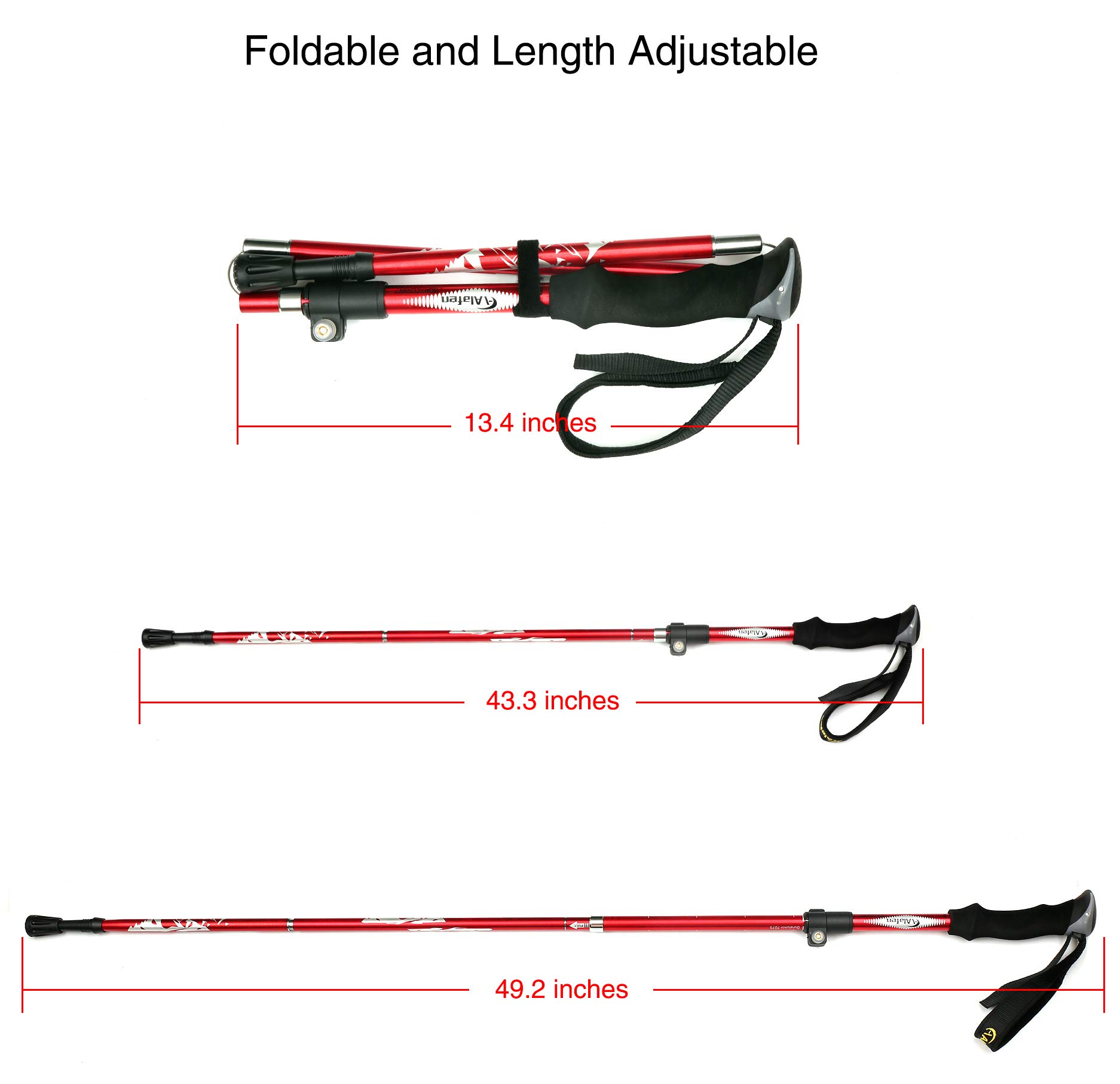 A ALAFEN Aluminum Collapsible Ultralight Travel Trekking Hiking Pole for Men and Women