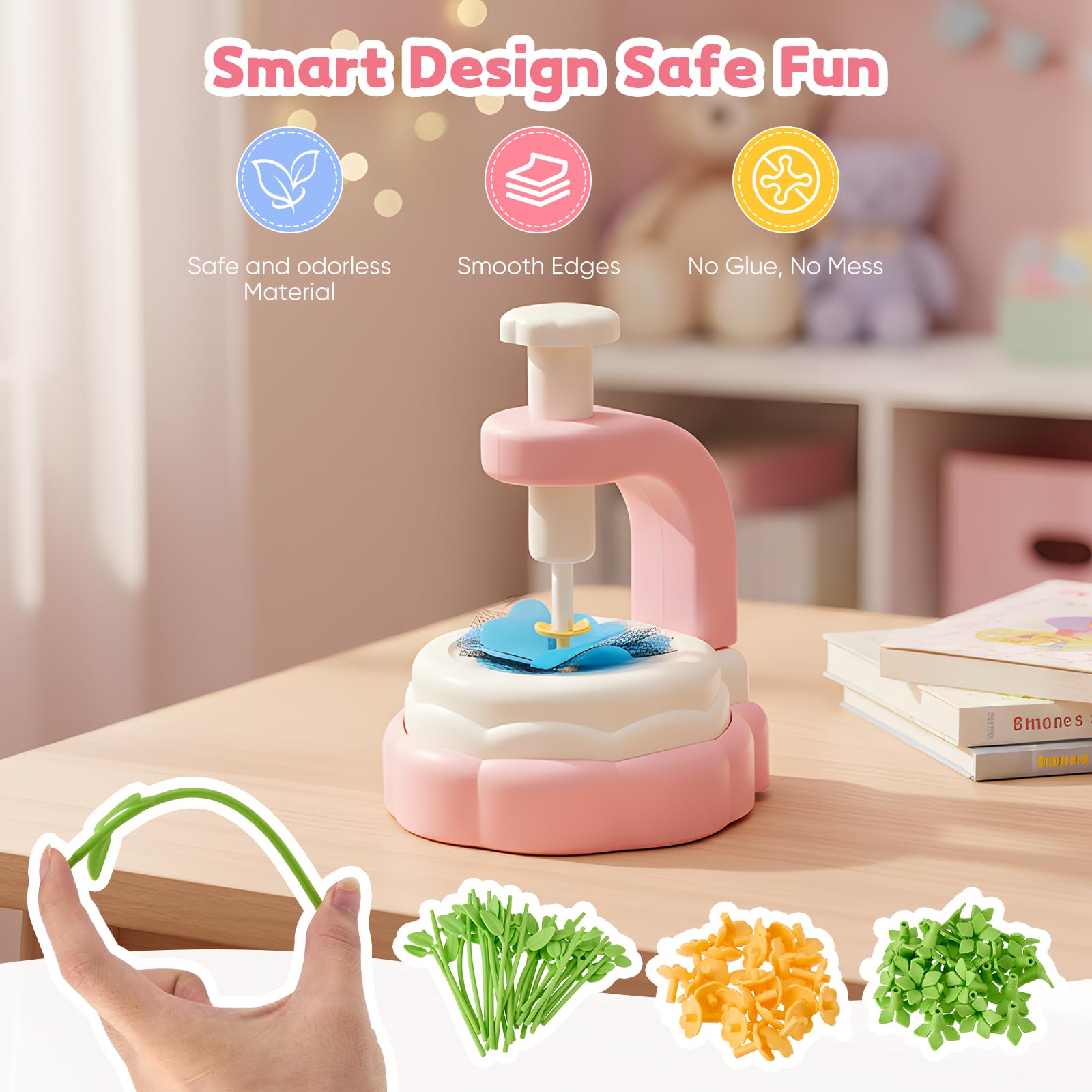 Kit Création Bouquet De Fleurs Activité Manuelle Fille - Machine à Fleurs Pour Enfants Dès 3 Ans, Cadeau Éducatif