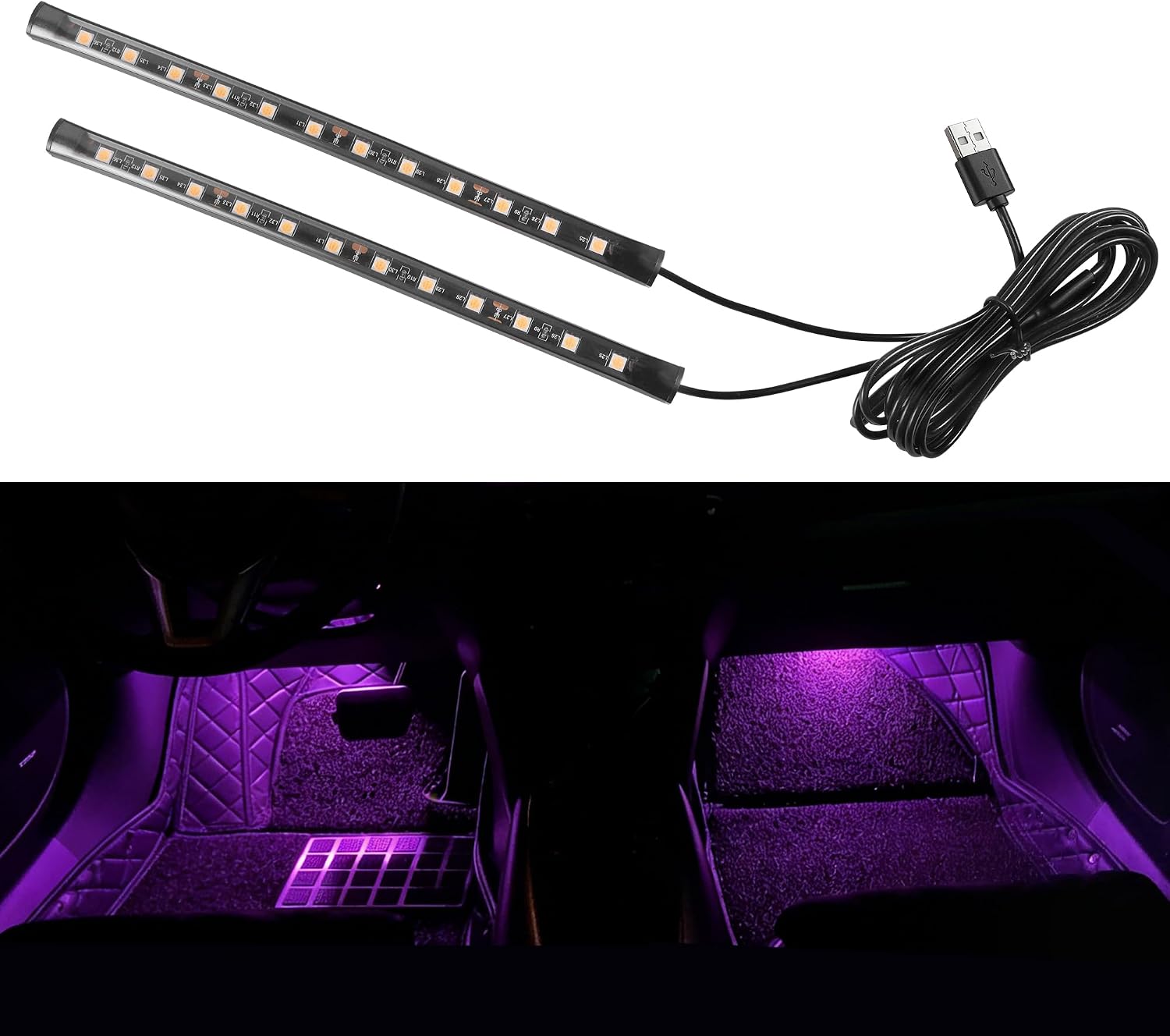 Interior Car Lights,Car Accessories Cigarette Lighter Light,Automotive Neon Accent Lights,Universal 24 LED Under Dash Atmosphere Light (White, Cigarette Lighter Interface)