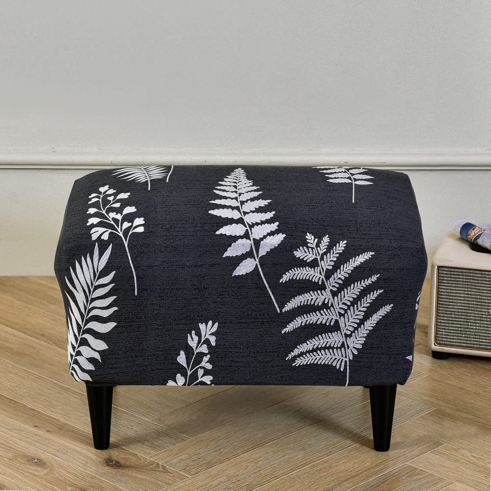 Highdi Dark Grey Ottoman Cover Rectangle Polyester Spandex, Stretch Footstool Slipcover,Stool Protector Cover With Elastic Bottom,Removable Washable Dustproof Footrest Pouffe Covers (,2Pcs)