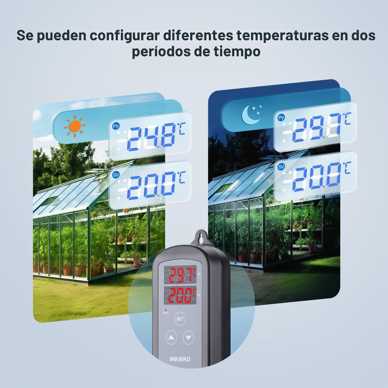 Inkbird ITC-2T Termostato Digital con Sonda,Controlador de Temperatura Doble Rele para Calefaccion,Temporizador de Ciclo,Función Alarma,Control del termostato para Calentador Acuario,Terrario,Reptiles