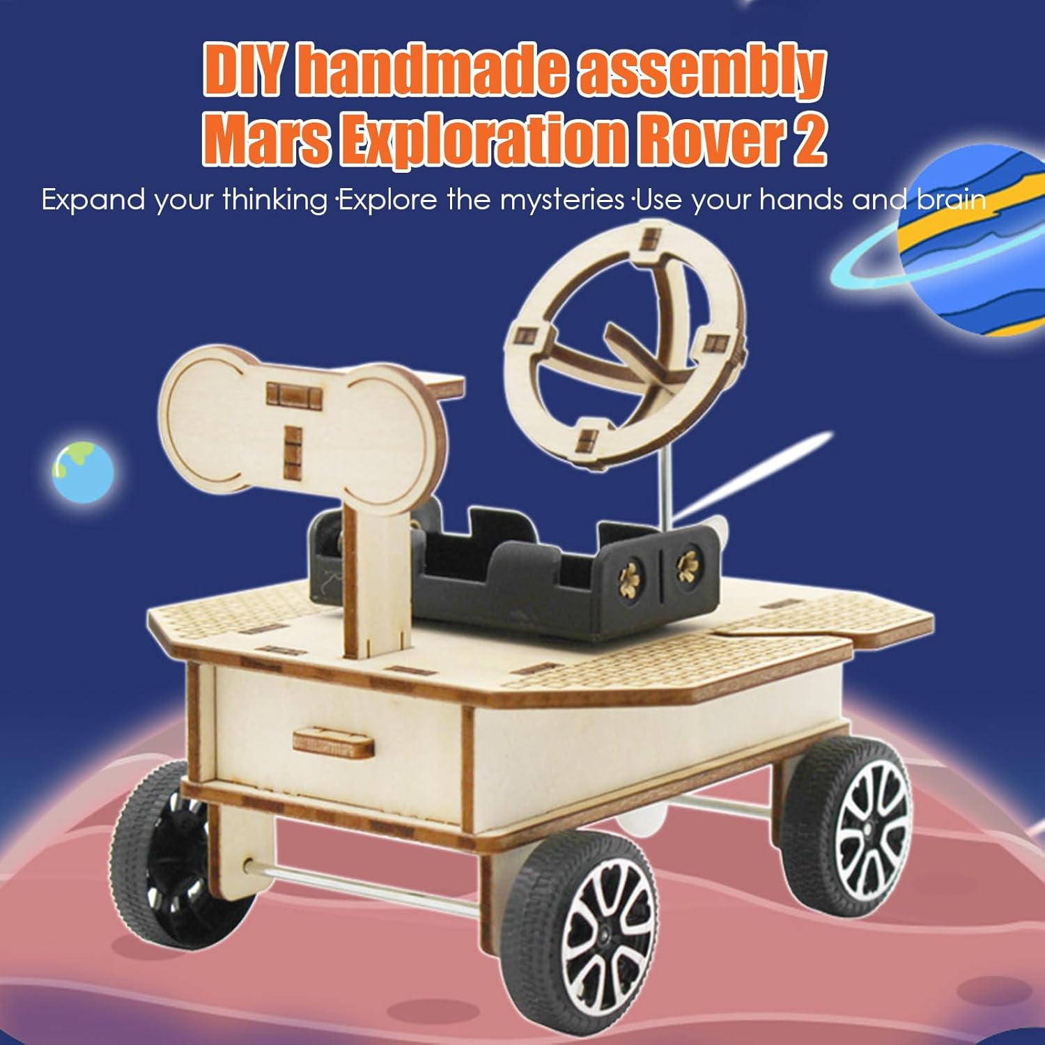 Genérico Mars Rover Model, 3D Mars Rover, DIY – Rotatable Radar Mechanical Model Toy for Classrooms, Living Room, Bedroom, Children's Room, Kindergarten
