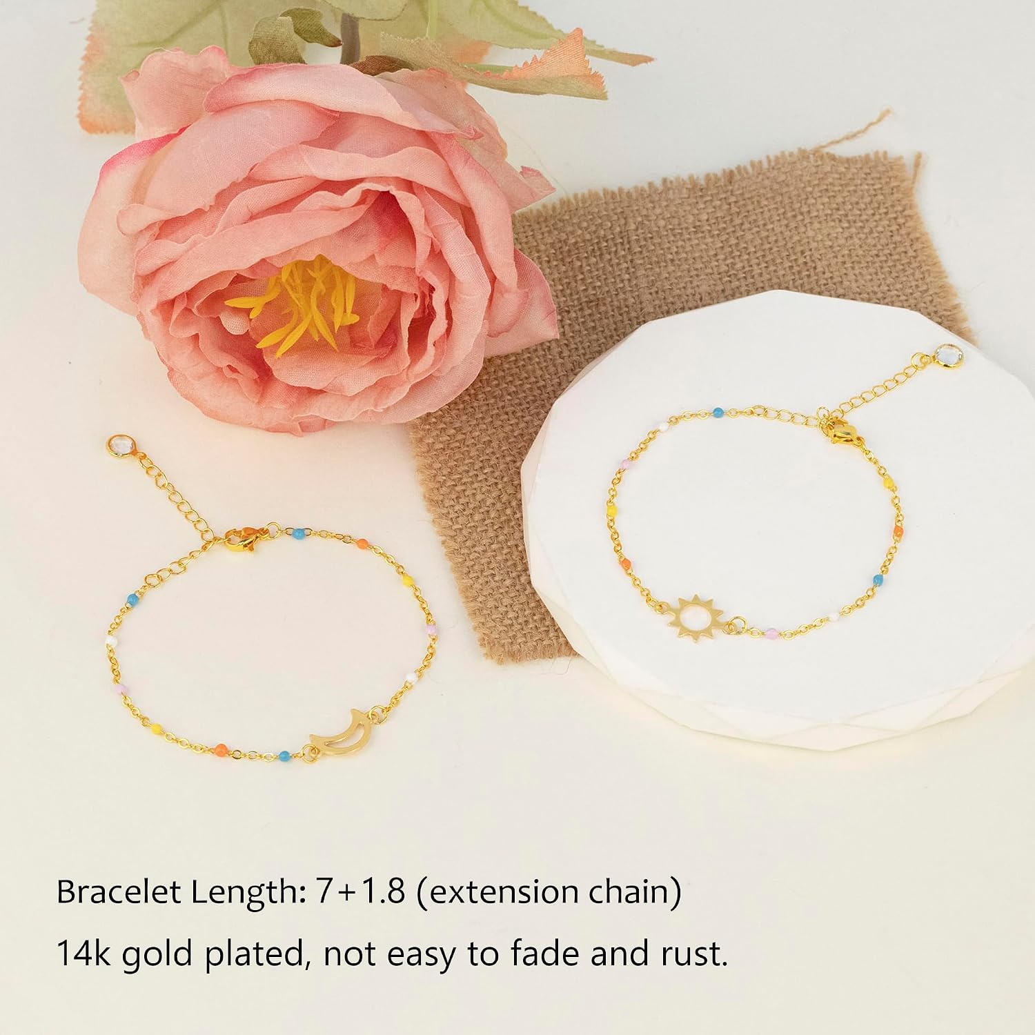 LINY Matching Sisters Bracelets for 2, Big SIster and Lit SIster Bracelet Gifts for Sisters Birthday Christmas Gift