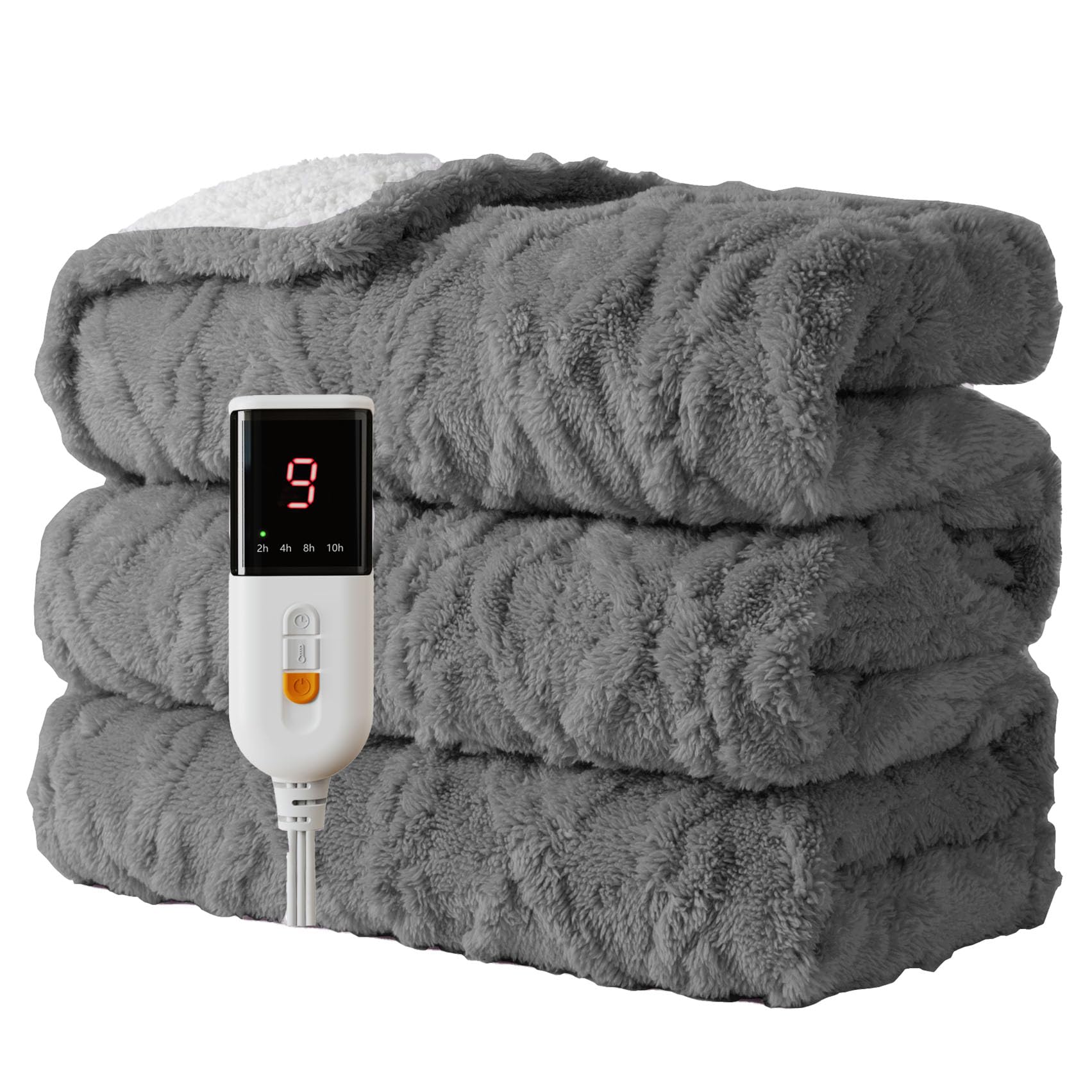 Coperta Elettrica 150x200cm, Morbida e Lavabile Comodo, Grigio | 9 Livelli di Temperatura ,10H Spegnimento Auto,Coperta Riscaldante Elettrica,Riscaldamento Rapido, Per Casa e Ufficio