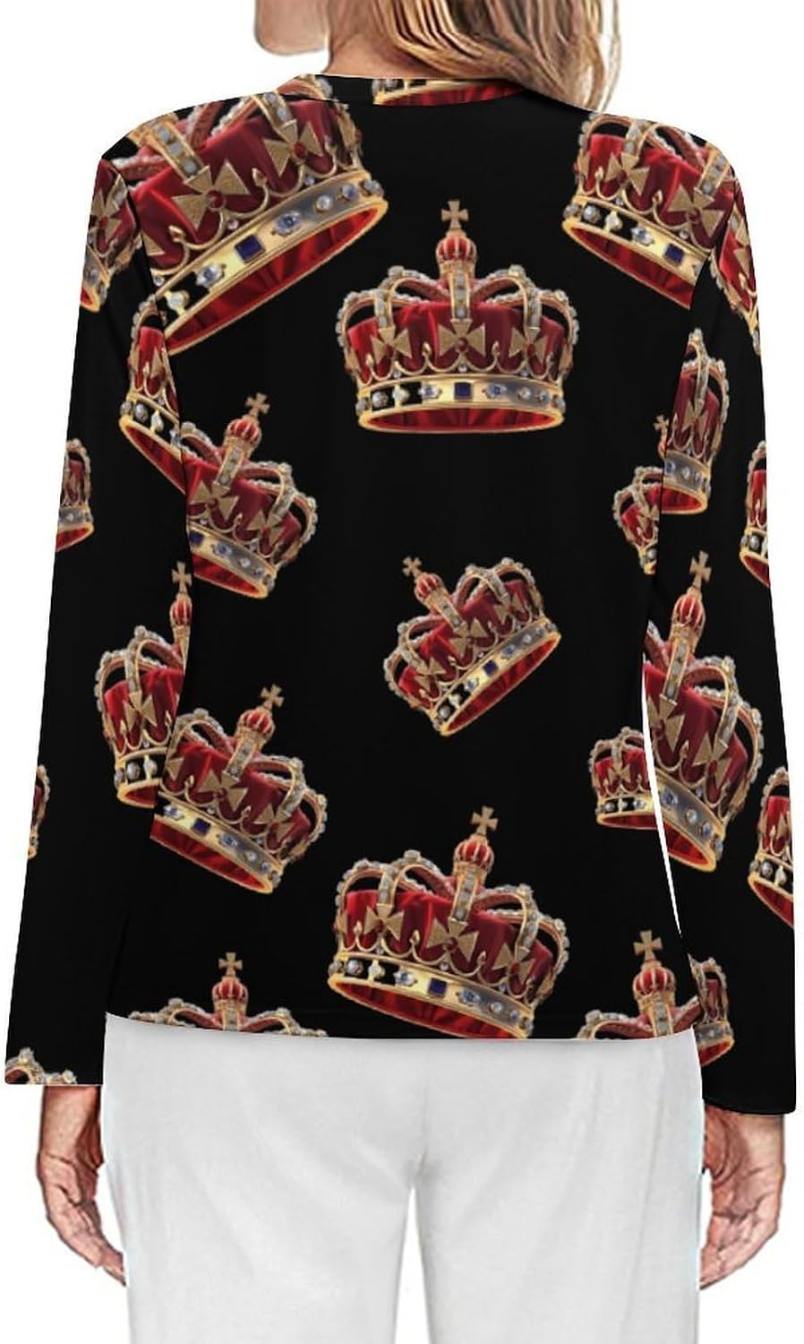 England Crowned Women's Pajama Top Sleepwear Pajamas Sleep T-Shirt Long Sleeve Shirt Crewneck Tee