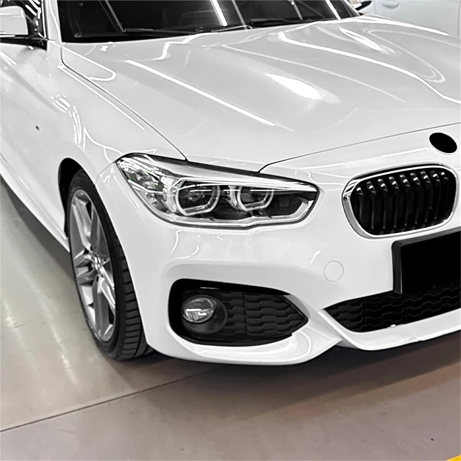 Compatible with BMW 1 Series F20 F21 M Sport 2015-2019 Front Wind Knife Spoiler Car Body Kit Glossy/Carbon Black Matte Silver(Glossy Black)