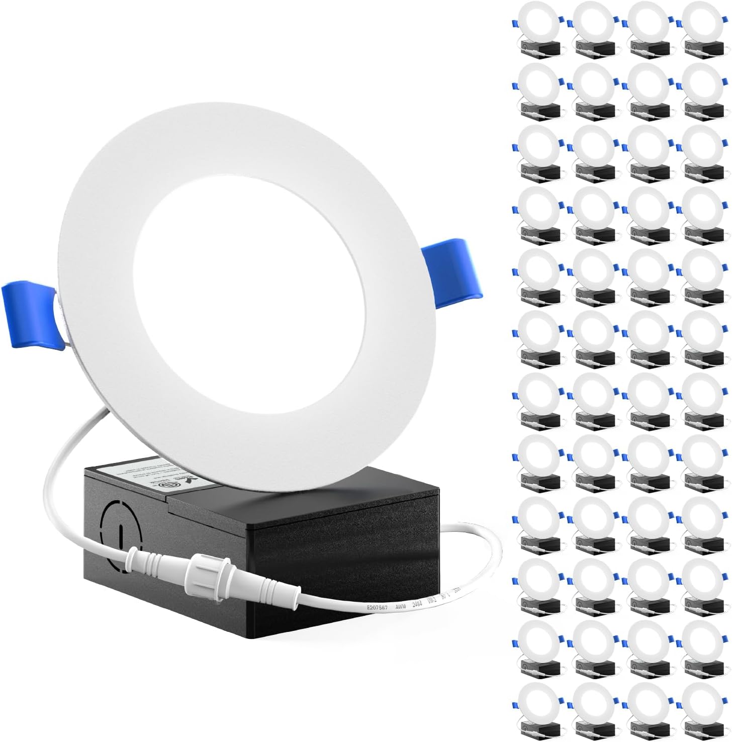 Sunco 96 Pack 4 Inch LED Recessed Lights, Canless Ceiling Light Slim, 650 LM, 10W, Selectable CCT 2700K/3000K/4000K/5000K/6000K, Dimmable, Wafer Thin, with Junction Box ETL.