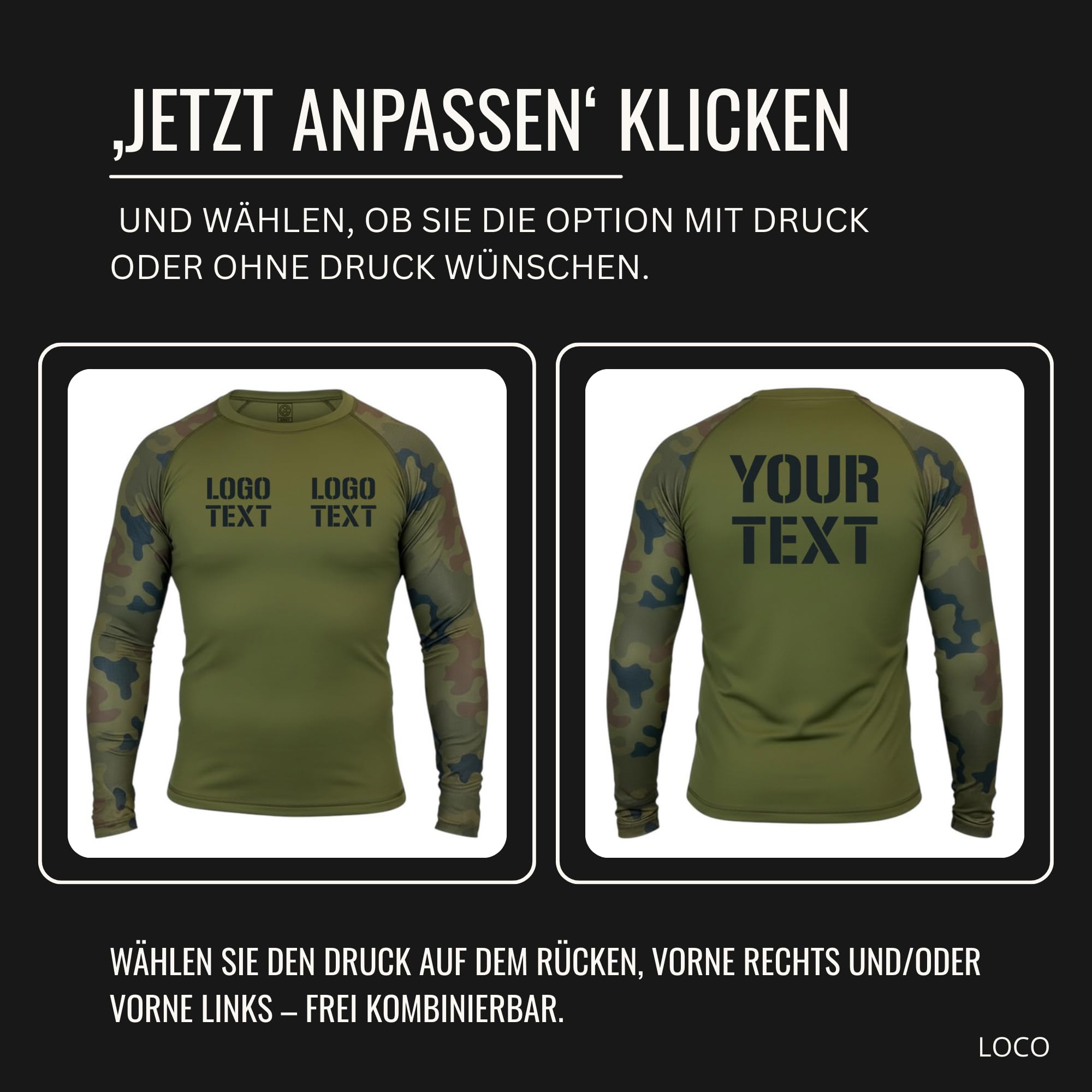 Thermo Funktionsshirt Herren Langarm – Kompressionsshirt Bundeswehr Camo