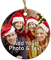 Vista 30 de Adorno de Navidad con foto personalizada, sube cualquier imagen, carga cualquier foto, texto opcional, regalo de recuerdo de Navidad para familia