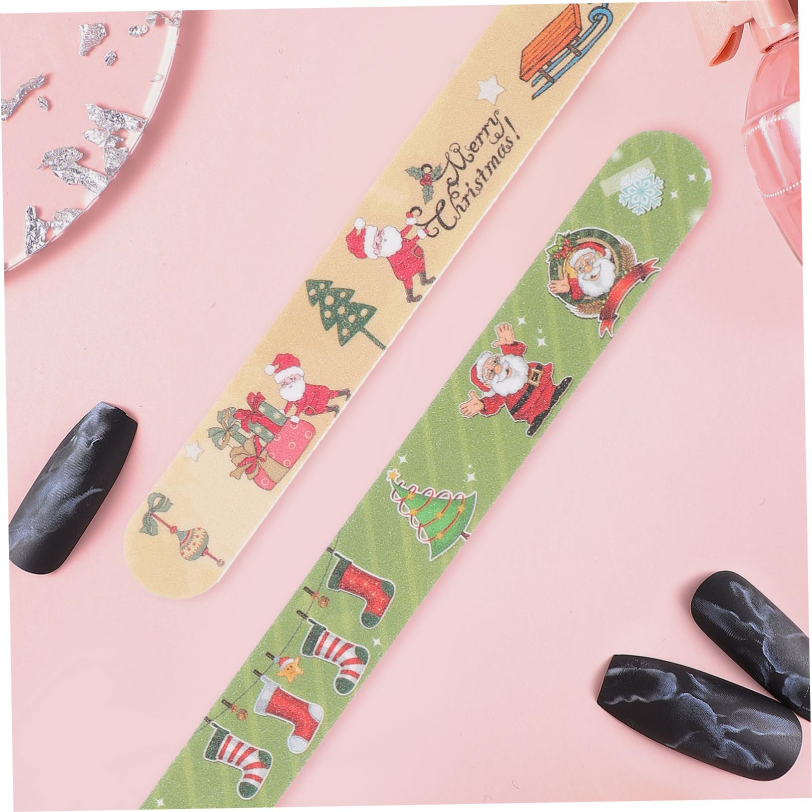 Healeved 12 Pièces Lime à ongles de Noël Fichiers à ongles portables décoration tailler la lime outils de manucure clou outils d'art d'ongle vernis ongle grain d'