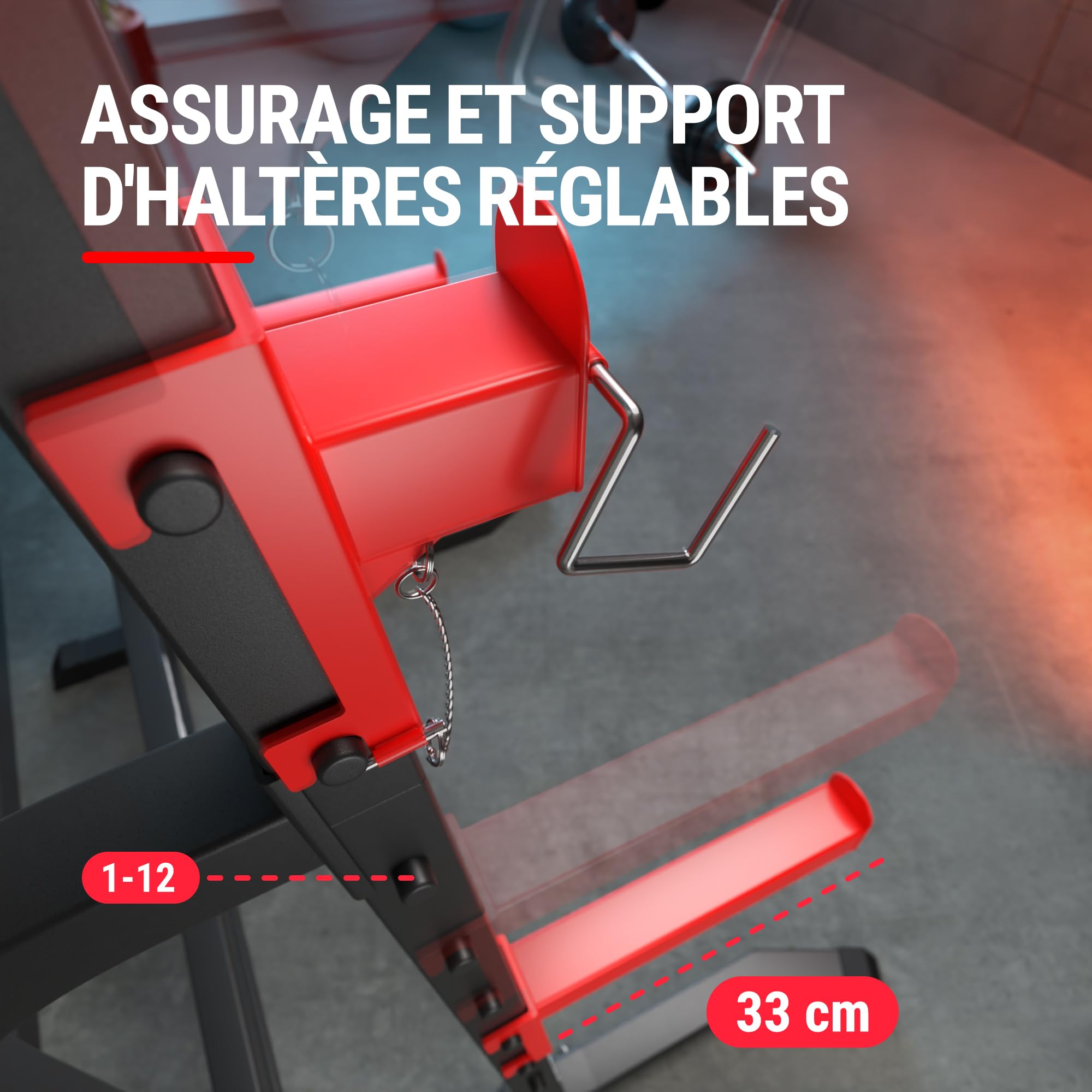 HOP-Sport® Chaise Romaine HS-1014K, Station de Musculation pour Les dips et Les Pompes avec Double sécurité pour la Barre, Squat Rack, Power Tower avec Station à Dips et Barre de Traction sur Pied