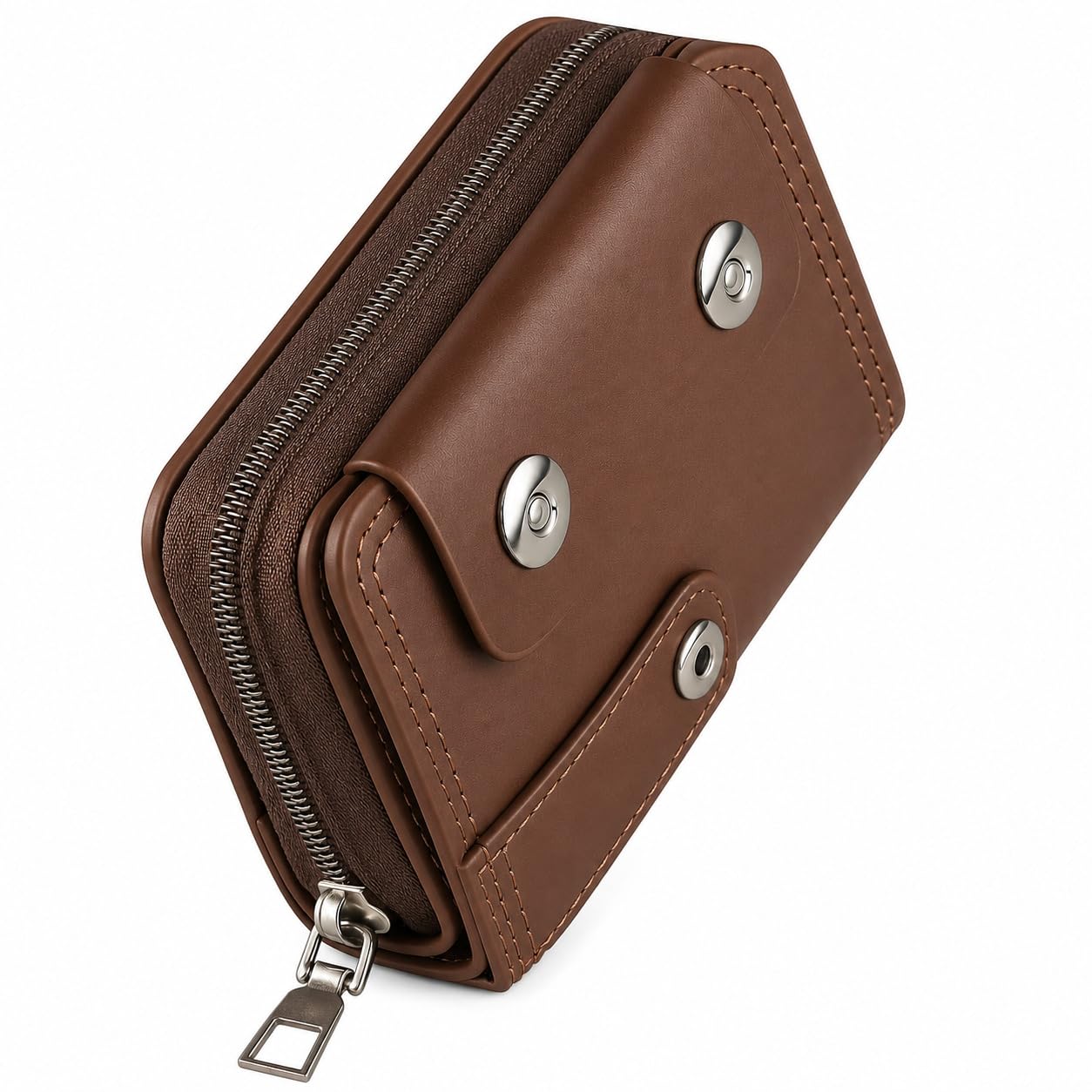 SPJ ENTERPRISE Leather Card Wallet 11 Slot Brown - Image 1