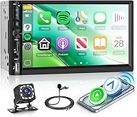 Vista 10 de Podofo - Estéreo de auto de doble DIN con radio, pantalla táctil Bluetooth de 7 pulgadas manos libres, Mirror Link, USB, SD, FM, receptor de audio