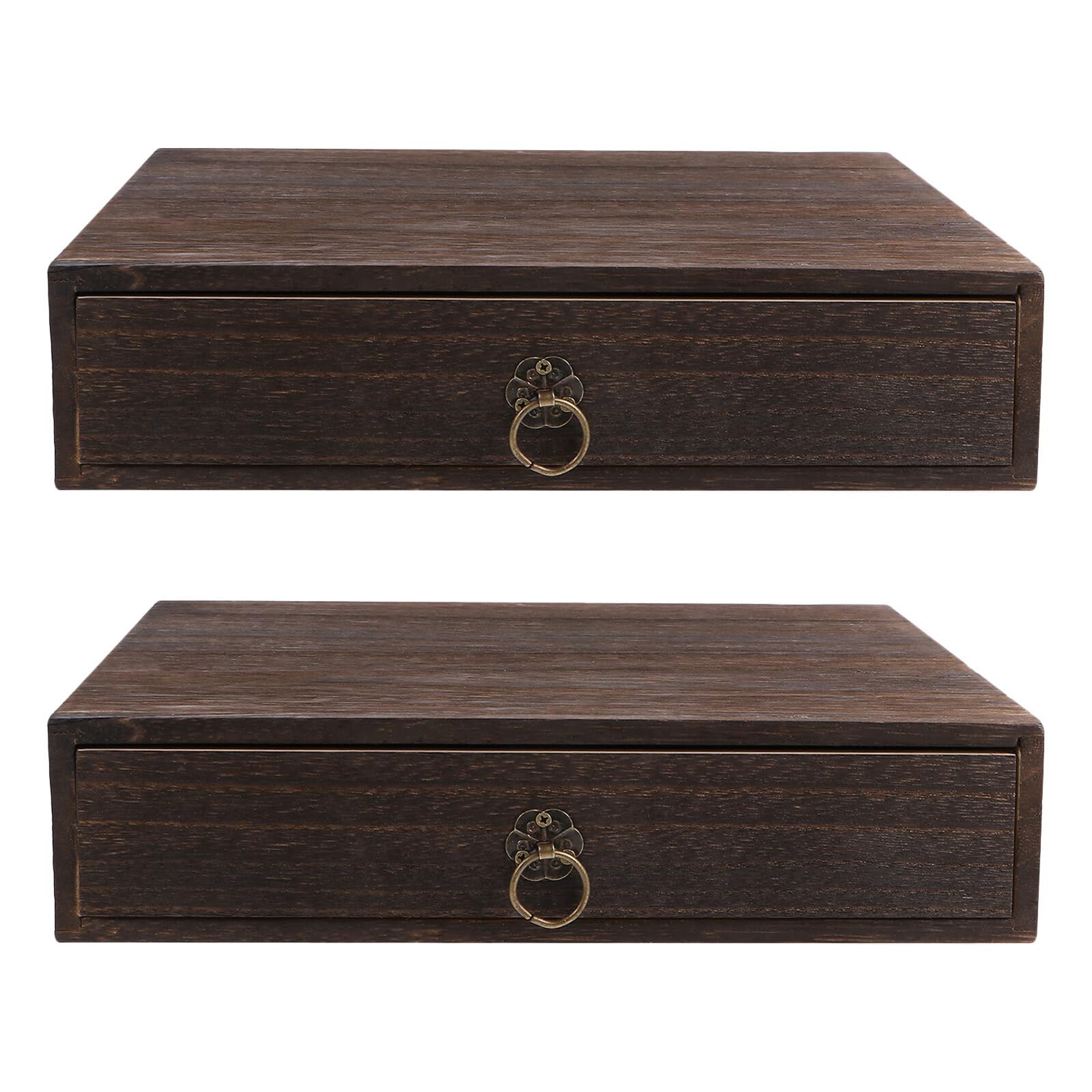 Boîte de rangement bureau bois massif style rétro HEMOTON avec tiroir coulissant pratique