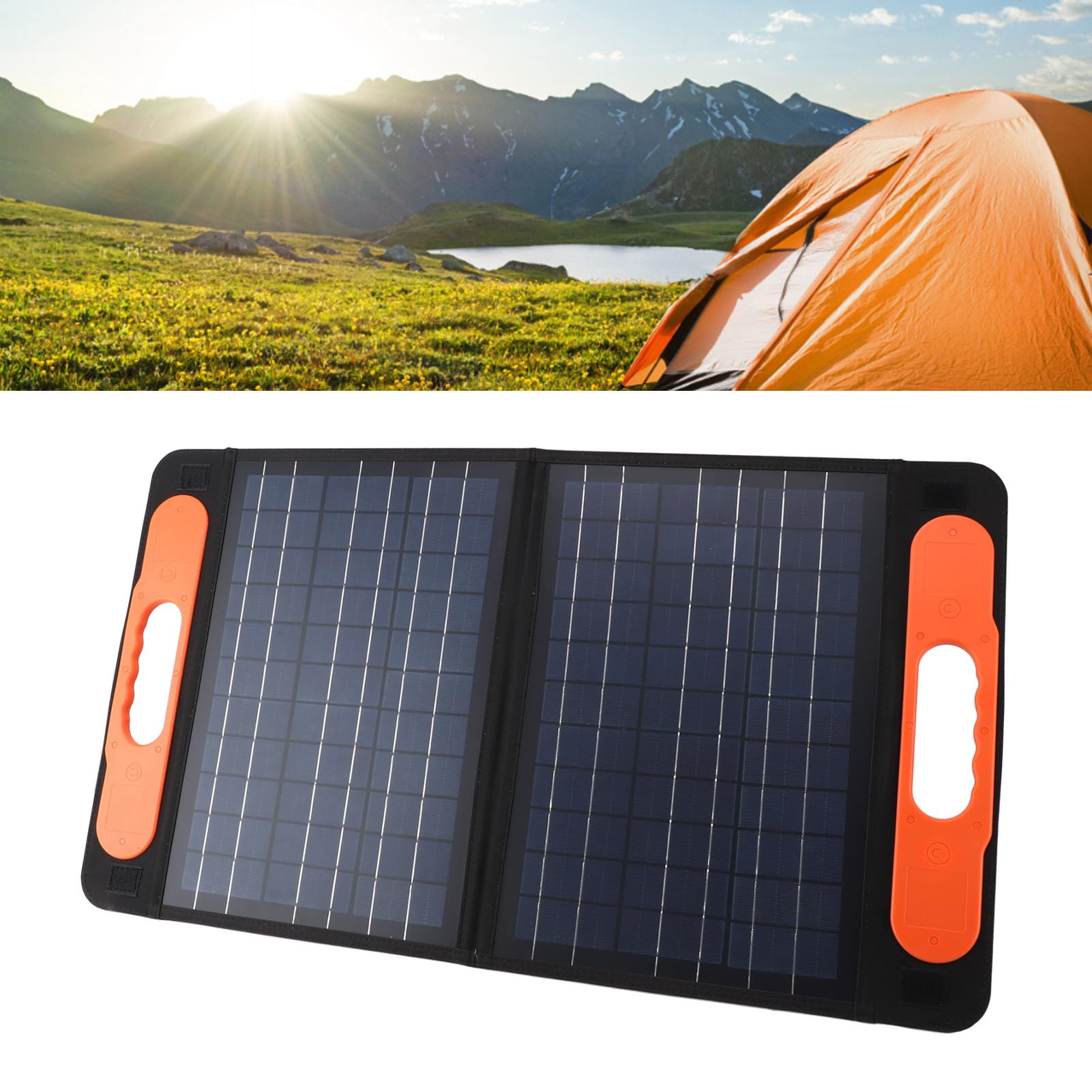 60W 18V przenośny zestaw paneli słonecznych podwójny port USB monokrystaliczna składana ładowarka słoneczna ze wspornikiem do biwakowania na zewnątrz