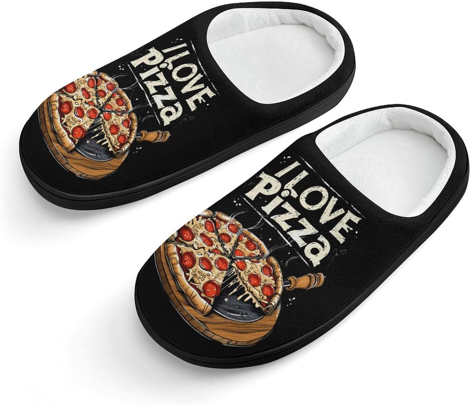 I Love Pizza Cute Cotton Slippers Anti-slip House Shoes Funny Slipper Indoor Outdoor