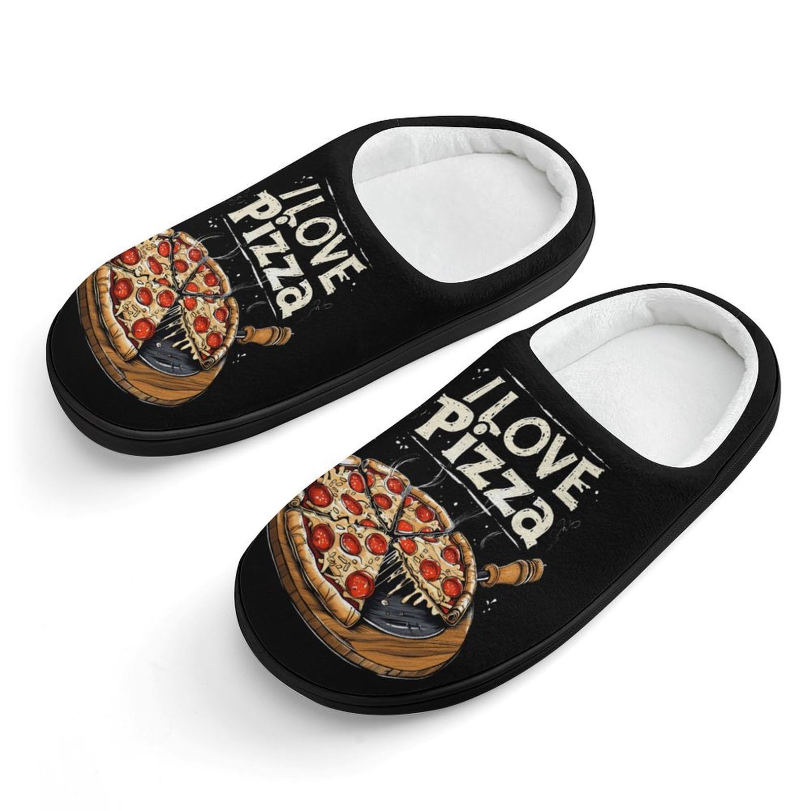 I Love Pizza Cute Cotton Slippers Anti-slip House Shoes Funny Slipper Indoor Outdoor