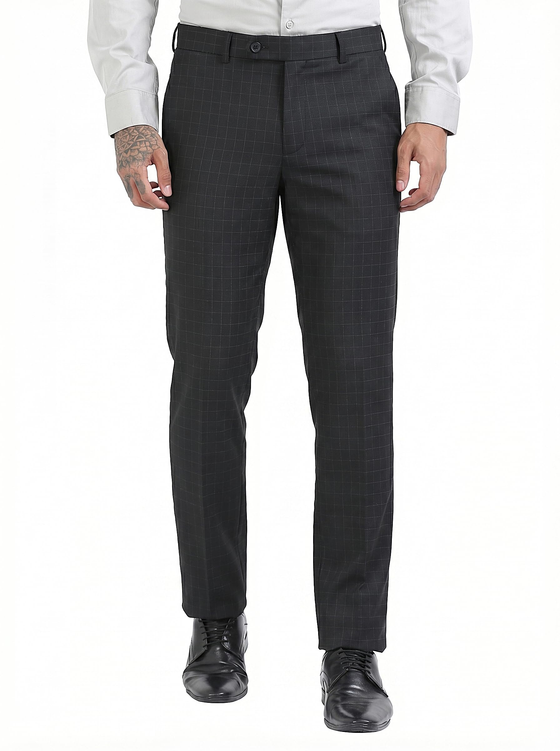 mc henry Men's Checkered Waist Expandable Regular Fit Wrinkle Free Elite and Luxurious Formal Trousers for Men-picture-33