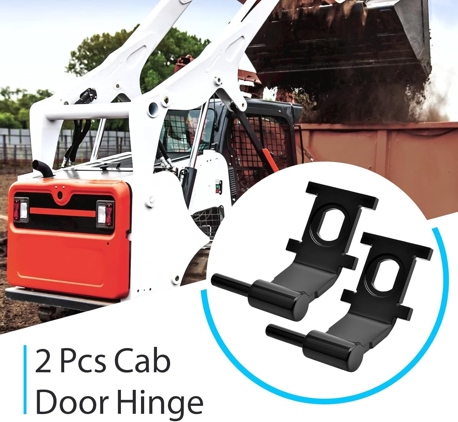 2 Pcs Cab Door Hinge 7193725 Compatible with All-Wheel Steer Loaders A7700 Skid Steer Loaders S450 S510 S530 S550 S570 S590 S595 S630 S650 S740 S750 S770 S850 Track Loaders T450 T550 T590