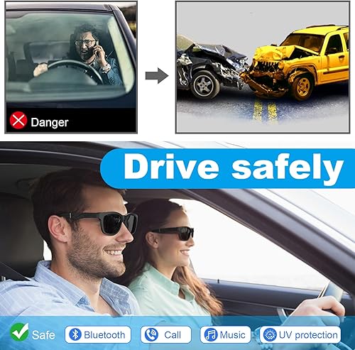 Miniatura 2 de Lentes inteligentes, lentes de sol Bluetooth para hombres y mujeres, lentes inalámbricos con altavoces, micrófono integrado, llamadas telefónicas