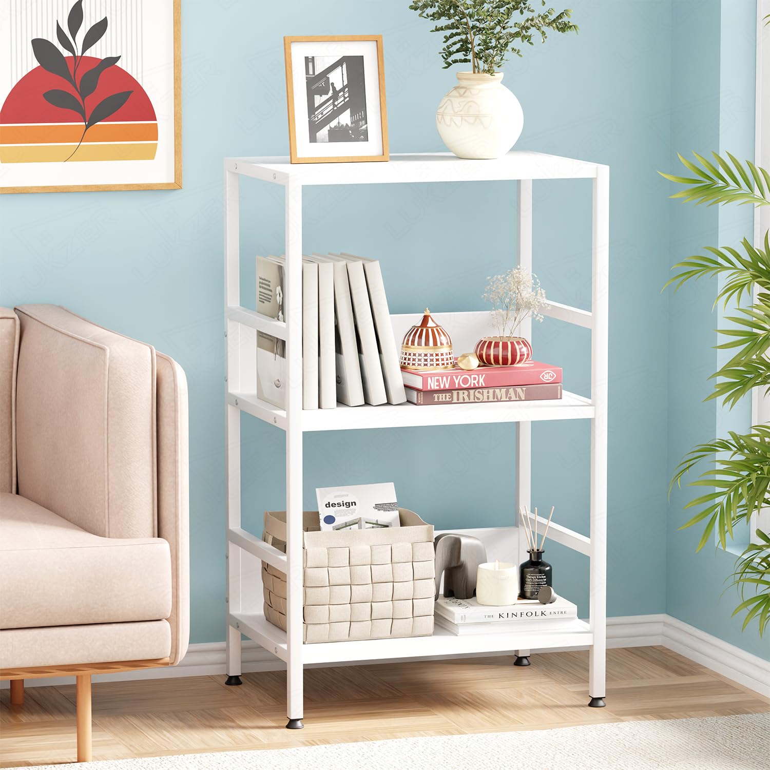 Lukzer 3-Tier Wooden Bedside Table for Bedroom & Multipurpose Open Storage Shelf (MMR-006-White & White) Metal Side Tables for Living Room & Space-Saving Kitchen Organizer Rack (70 x 43 x 30 cm)-image-22