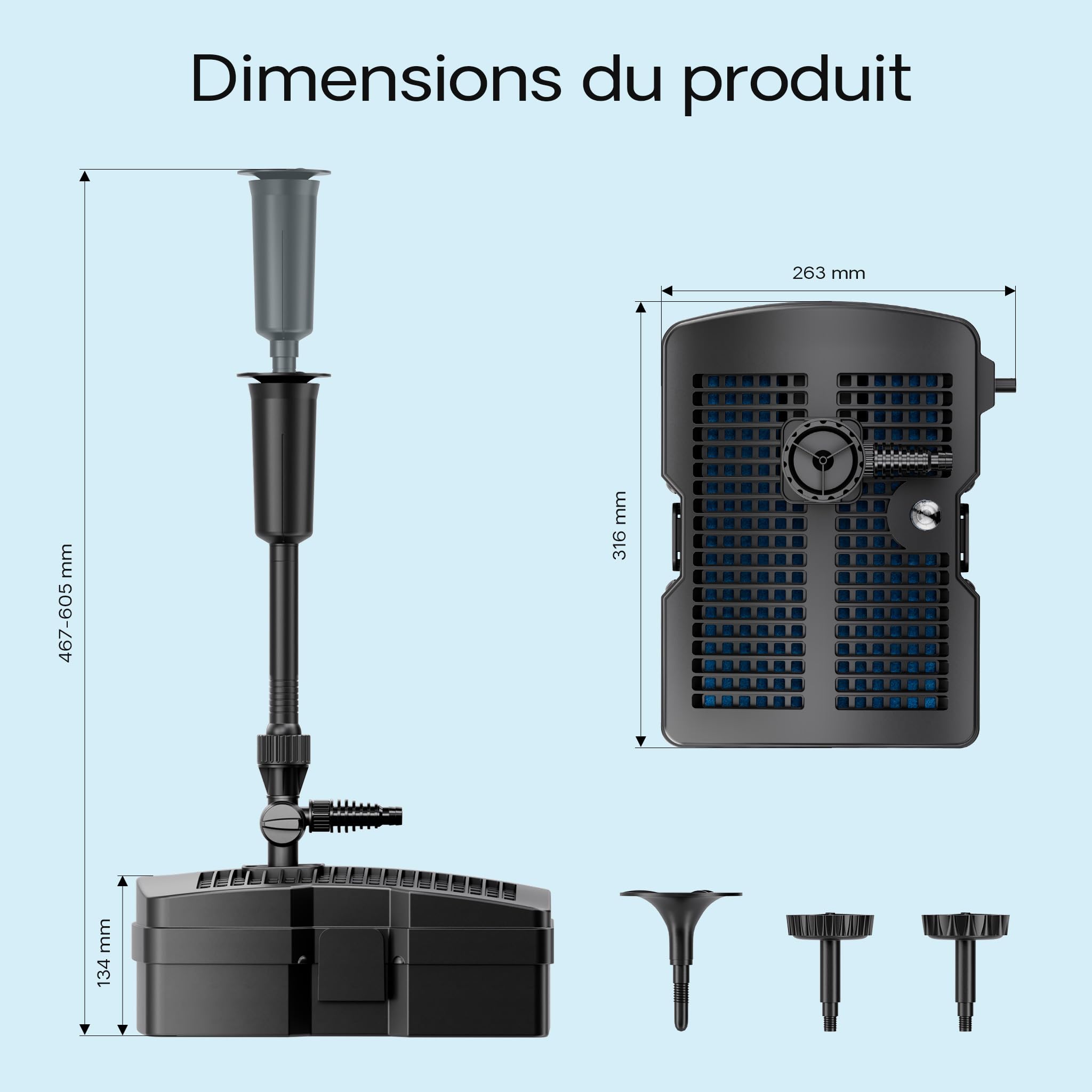 SunSun CUF-2500 3 en 1 Pompe Filtre et de fontaine avec Clarificateur Stérilisateur - 316 x 263 x 467 mm - 1000 l/h / 28 W / 9 W UV - Hauteur débit max. 1,6m et Matériau filtre, Étang, Aquariophilie