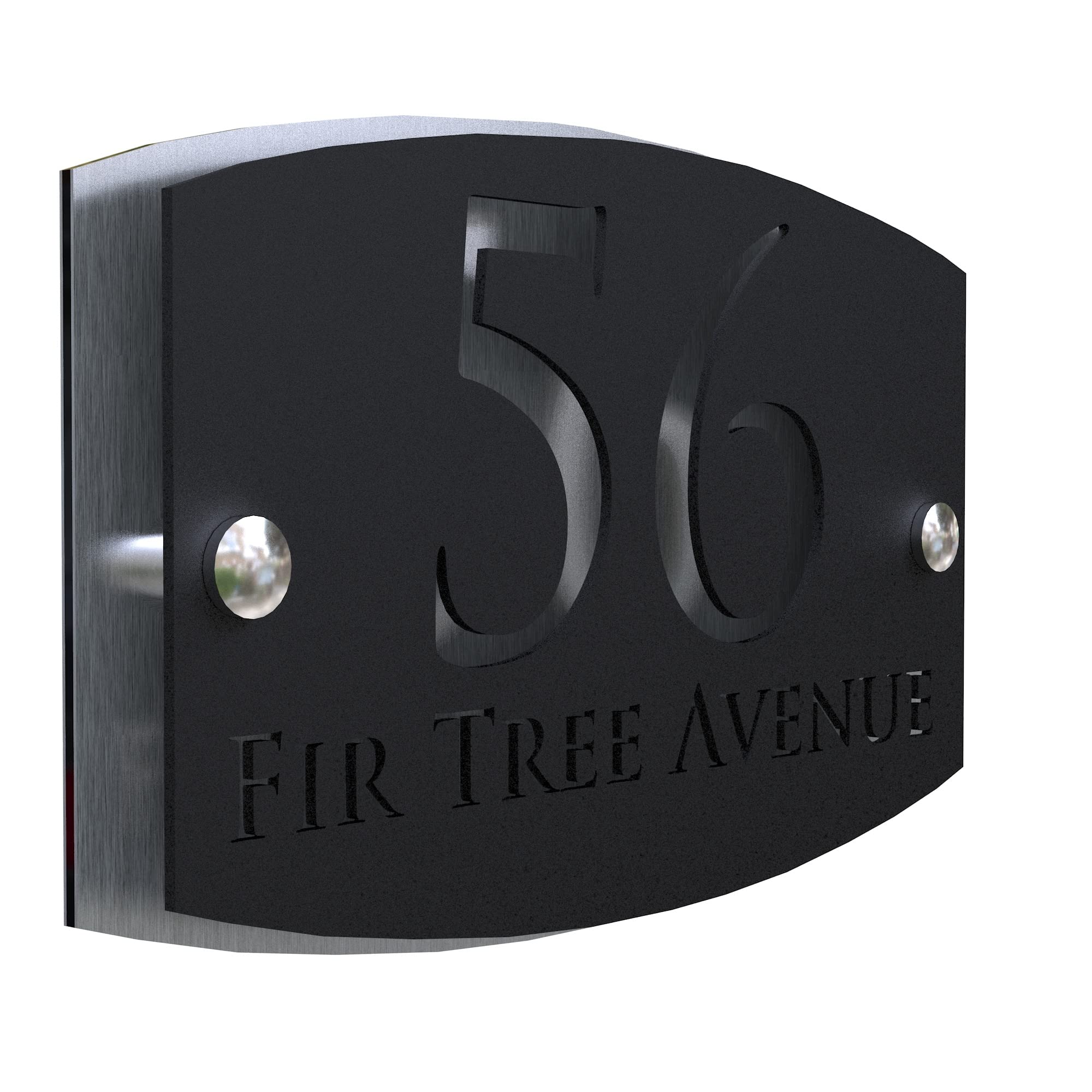 K Smart Sign | Carino | Modern laser Cut House Signs 3d effect door number address style sign plaques address numbers | 200mm x 130mm (Brushed Silver & Matt Black)