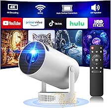 Short Distance Video Projector with Speaker, Mini Projector Compatible with 1080P 4K Android TV 11 WiFi 6 Bluetooth, 220° Rotation, Auto Keystone, Small Space Projector Home Cinema