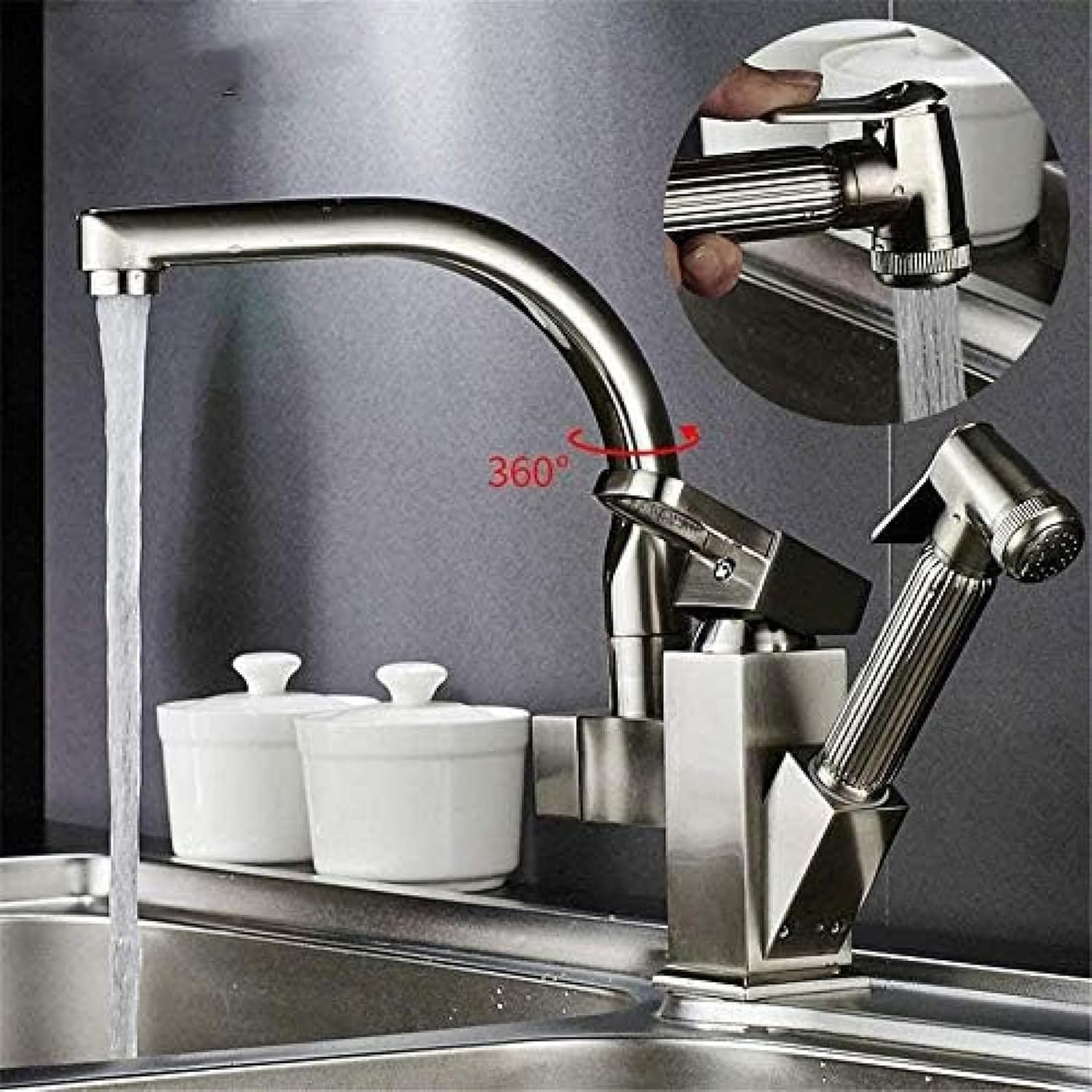 Robinet de cuisine extensible à douchette flexible et orientable