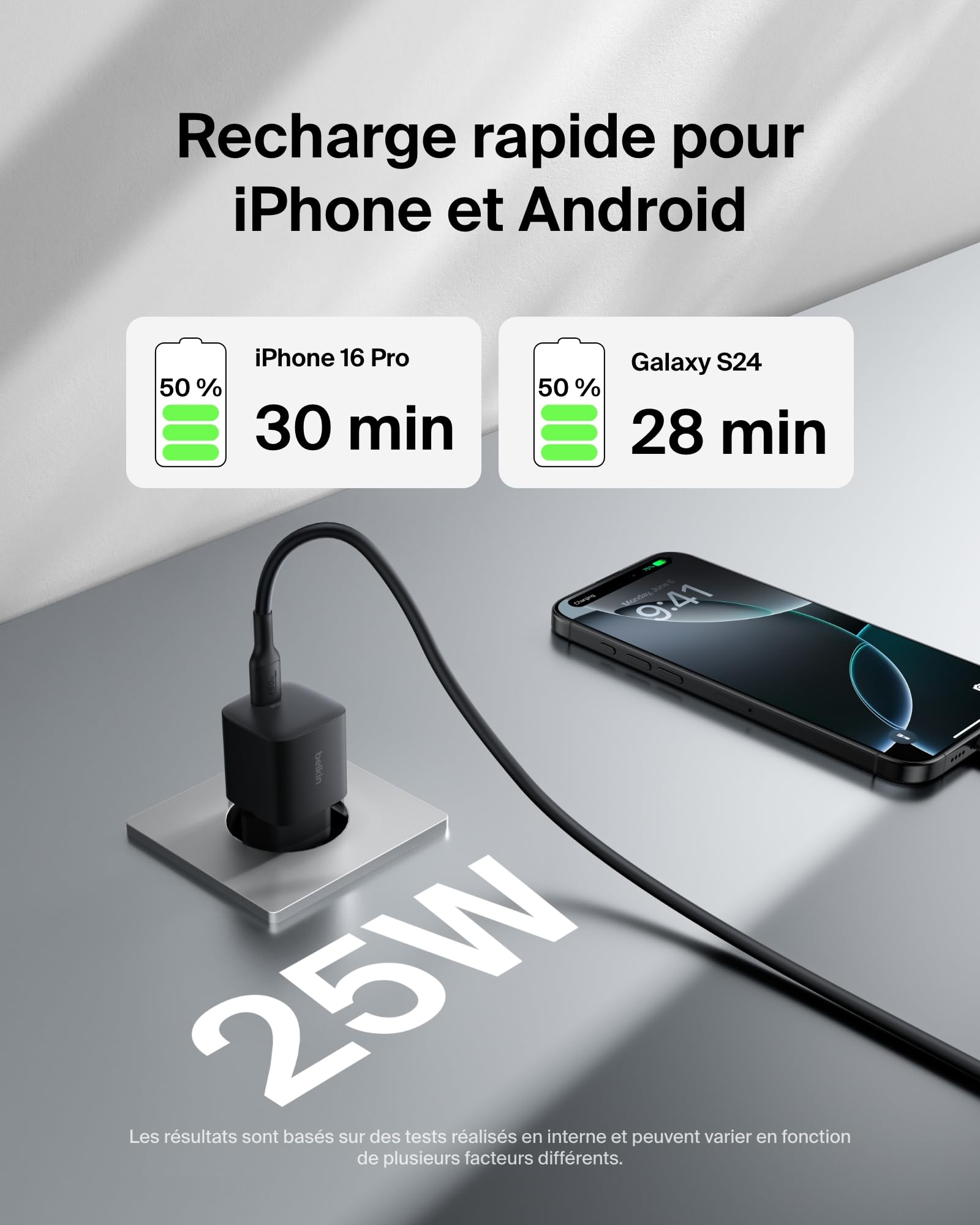 Belkin Solution de Recharge Portable 5-en-1 avec Batterie Externe de 10000 mAh, Chargeur Secteur USB-C de 25 W, fiches européenne et Britannique, câble USB-C de 60 W et Pochette de Transport