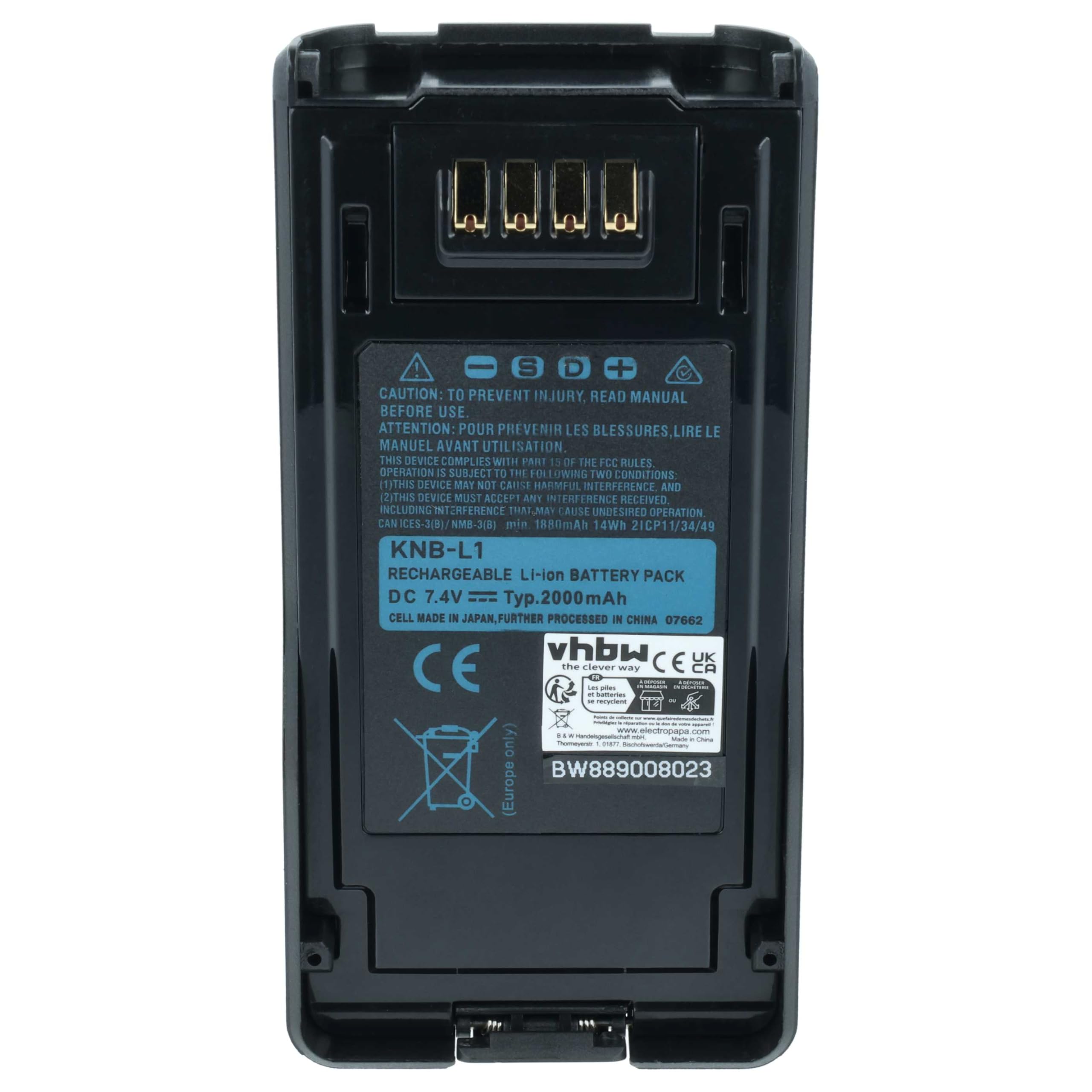 vhbw 2 x akumulator zamienny do Kenwood KNB-L2M, KNB-L2, KNB-L1, KNB-LS5, KNB-L3M, KNB-LS6, KNB-L3 do radiotelefonu, Walkie Talkie (2000 mAh, 7,4 V, Li-Ion)