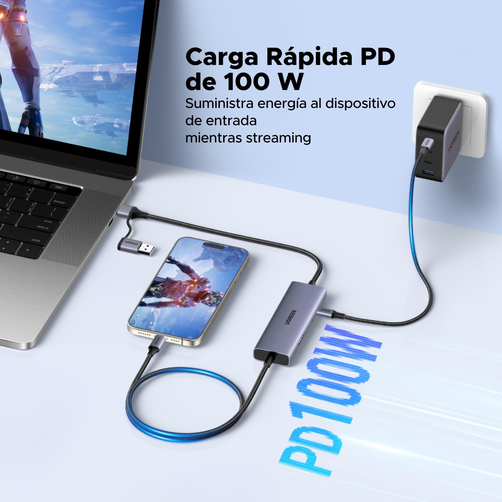 UGREEN Tarjeta de Adquisición de Vídeo USB C 4K 30Hz Entrada USB C A 3.1 2K 60Hz Grabación y Streaming Capturadora Video HDMI y Boucle Compatible con Switch PS5 4 Xbox MacBook iPad Air Quest 3 Cámara