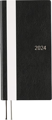 Hobonichi Techo Weeks InglésAlto y Delgado TamañoInicio de enero de 2024 Línea blanca Negro