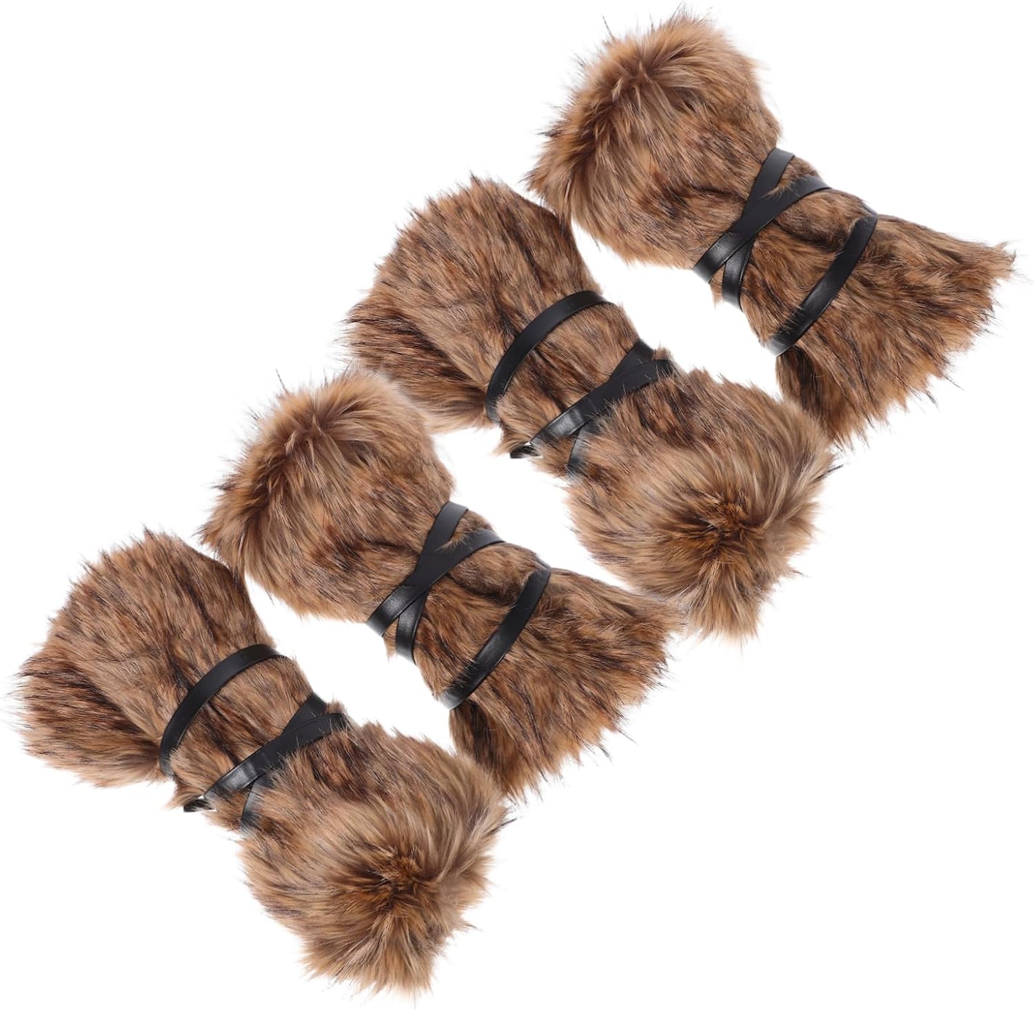 COLLBATH 2 Pairs Leg Warmers: Faux Fur Viking Adjustable Fuzzy Leg Wraps For Halloween Festival Cosplay Accessories Comfortable Covers