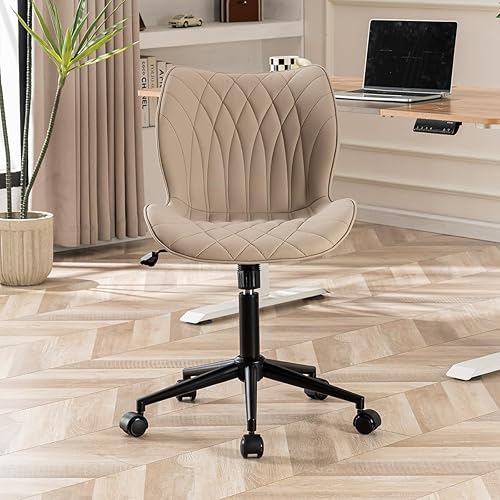 Miniatura 13 de YOUNUOKE Silla de escritorio sin brazos, cómoda silla de oficina con ruedas, silla ergonómica para el hogar, sillas ajustables para computadora