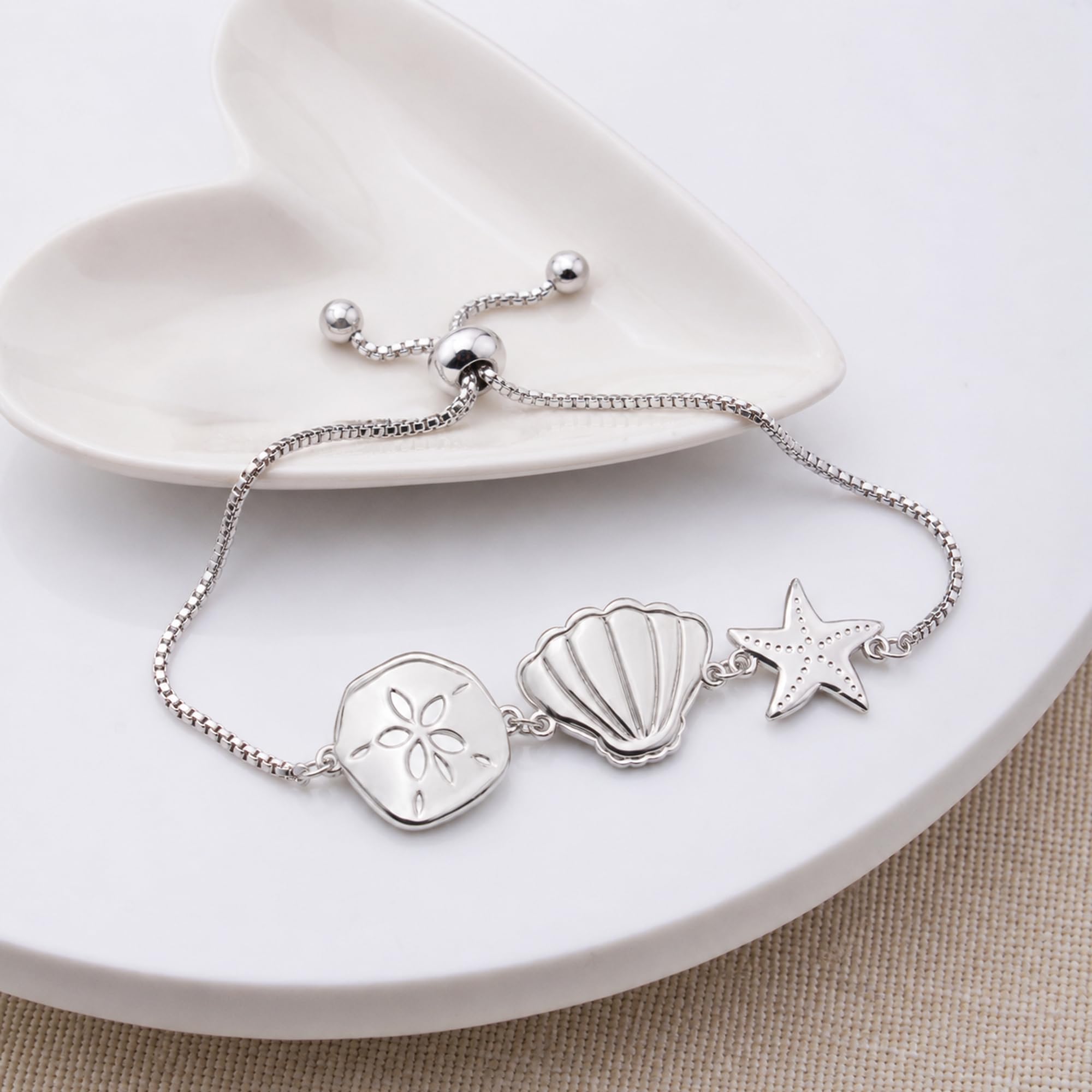 LeCalla 925 para mujeres Pulsera ajustable de plata de ley con bolo deslizante y adolescentes