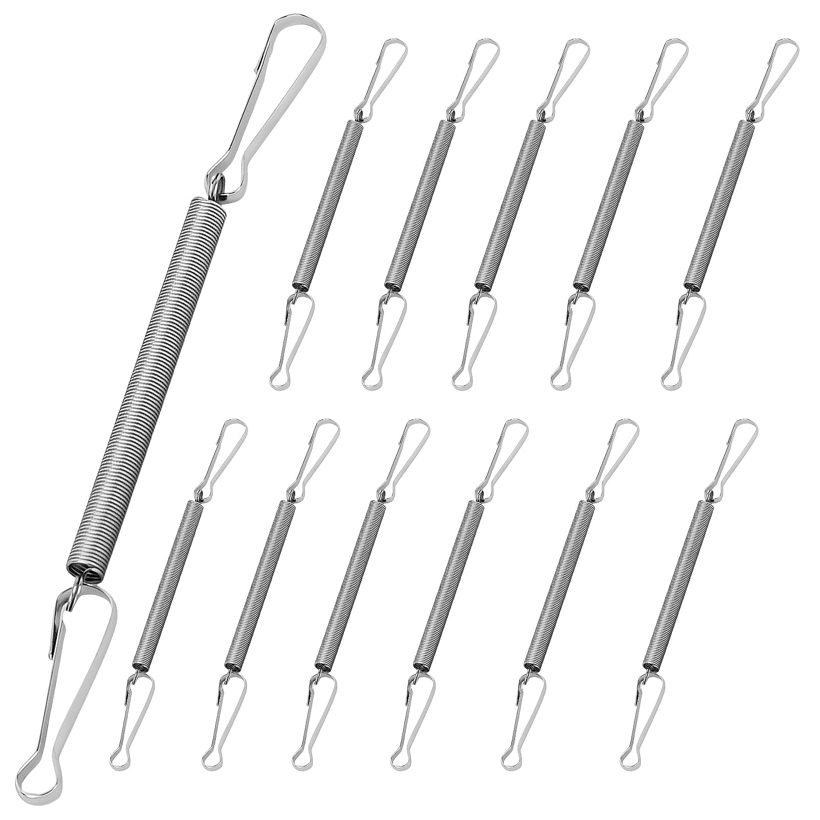 12 Pcs Small Springs Assorted with 2 Clips, Heavy Duty Compression Spring Stainless Steel Tension Springs for Holding Rabbit Hamster Guinea Pigs Animal Water Dispenser Drinking Bottle