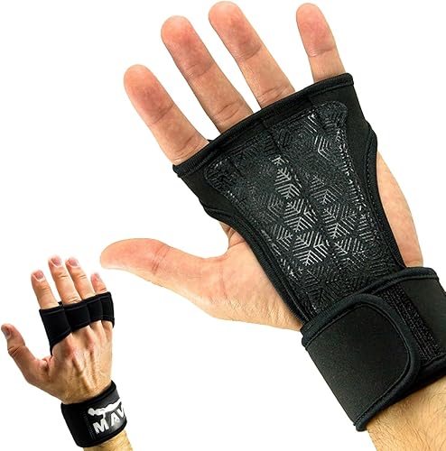 Mava Sports Guantes de entrenamiento cruzado con soporte de muñeca para WOD, entrenamiento de gimnasio, levantamiento de pesas y fitness, acolchado