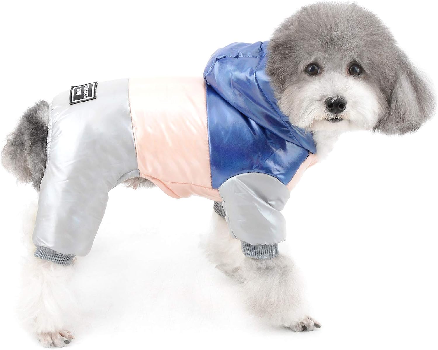 Zunea Small Dog Snowsuit Waterproof Winter Coat Puppy Clothes Fleece Lined Pet Hoodie Thick Warm Overalls Outfits Windproof Cold Weather Jacket Apparel for Chihuahua Yorkie Pink XXL