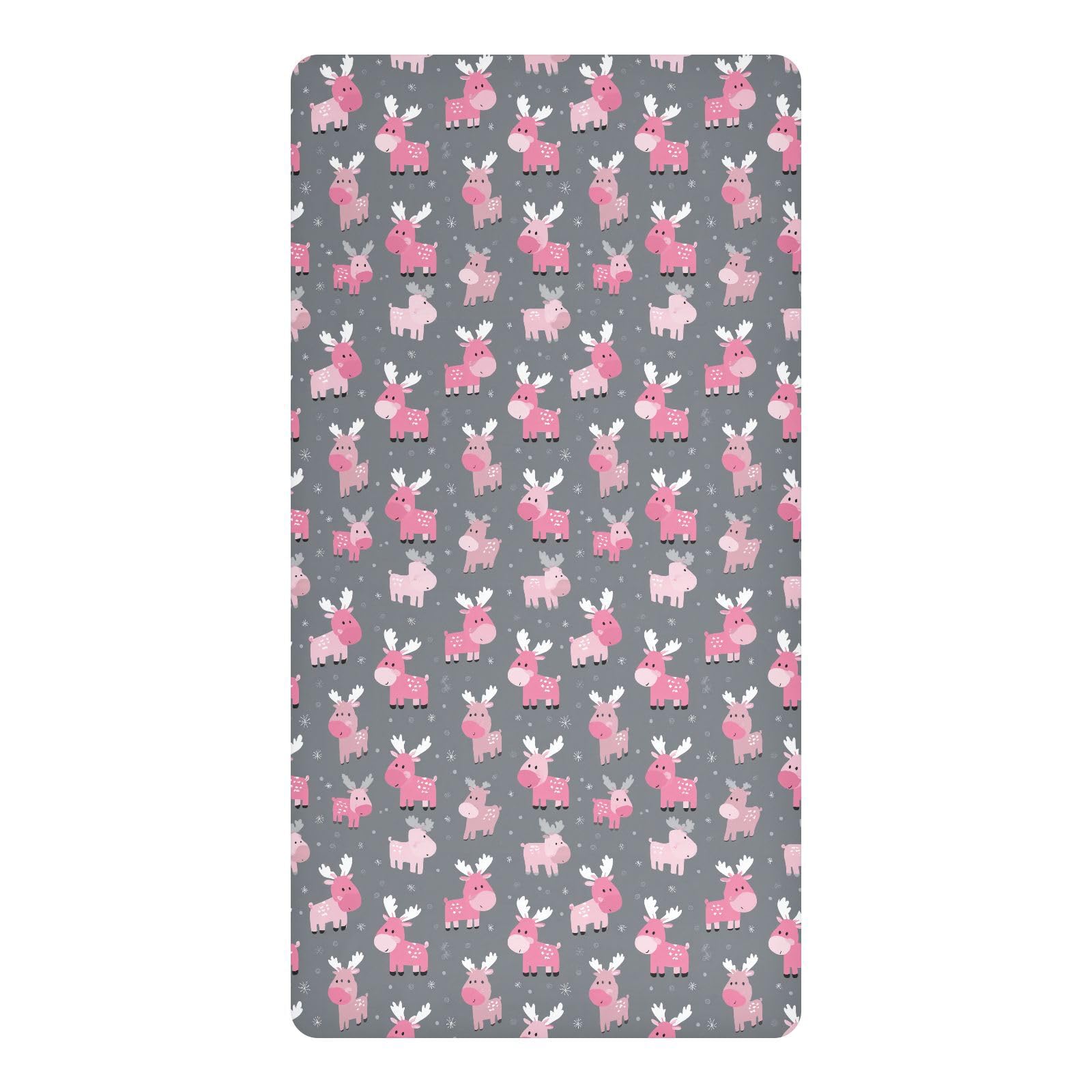 Drap imperméable pour berceau lavable et étanche rose et gris